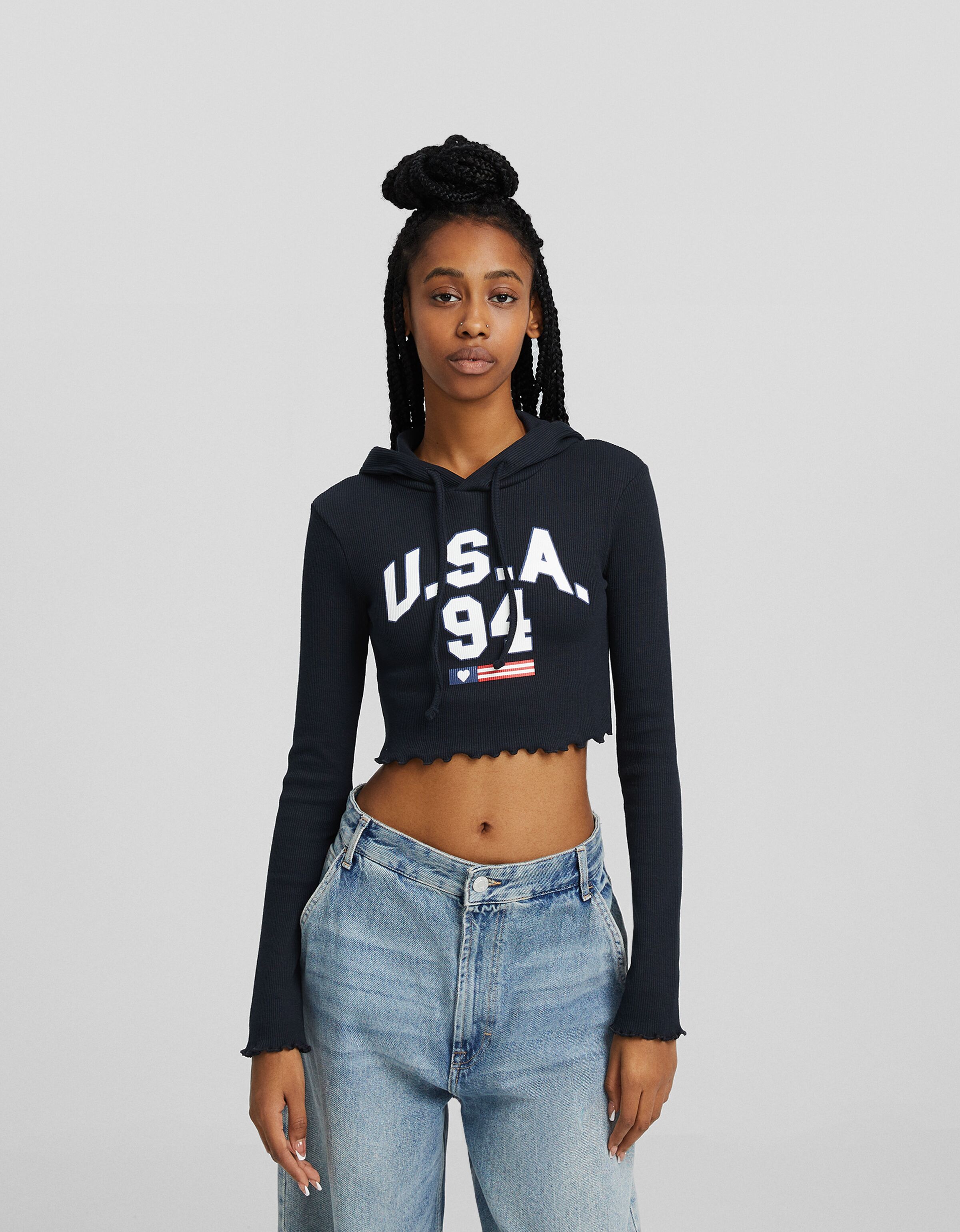 Crop top discount sweaters with hoodie