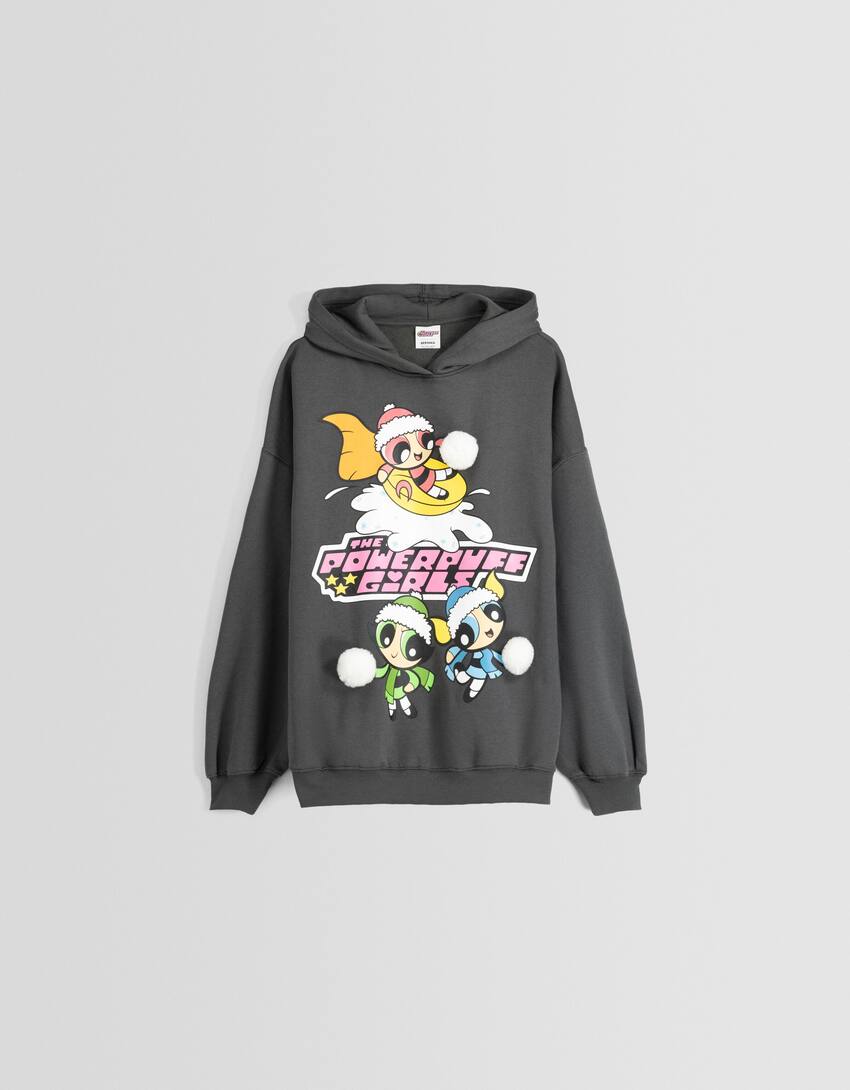 The Powerpuff Girls printed hoodie-Dark grey-4