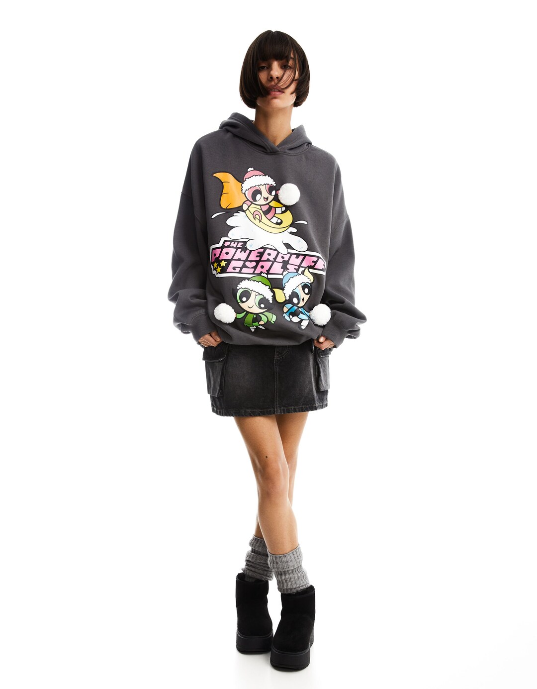Desenli kapüşonlu sweatshirt The Powerpuff Girls