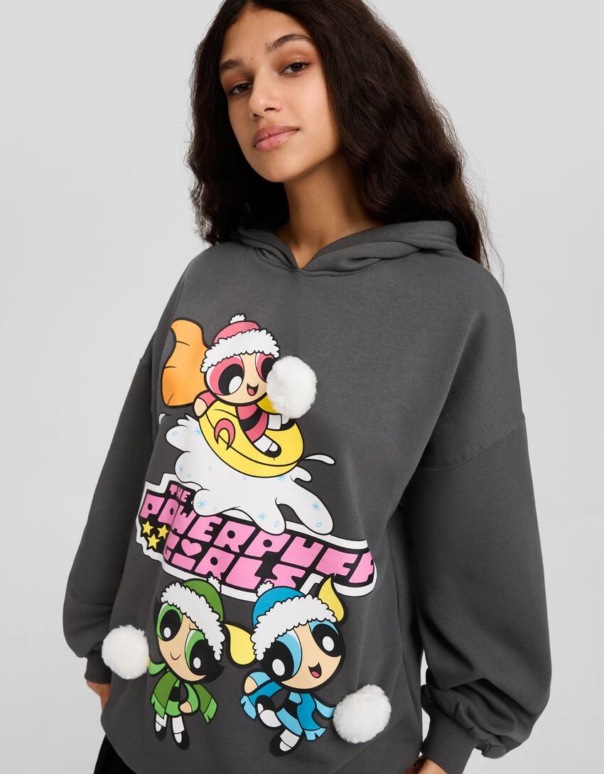 The Powerpuff Girls printed hoodie-Dark grey-2
