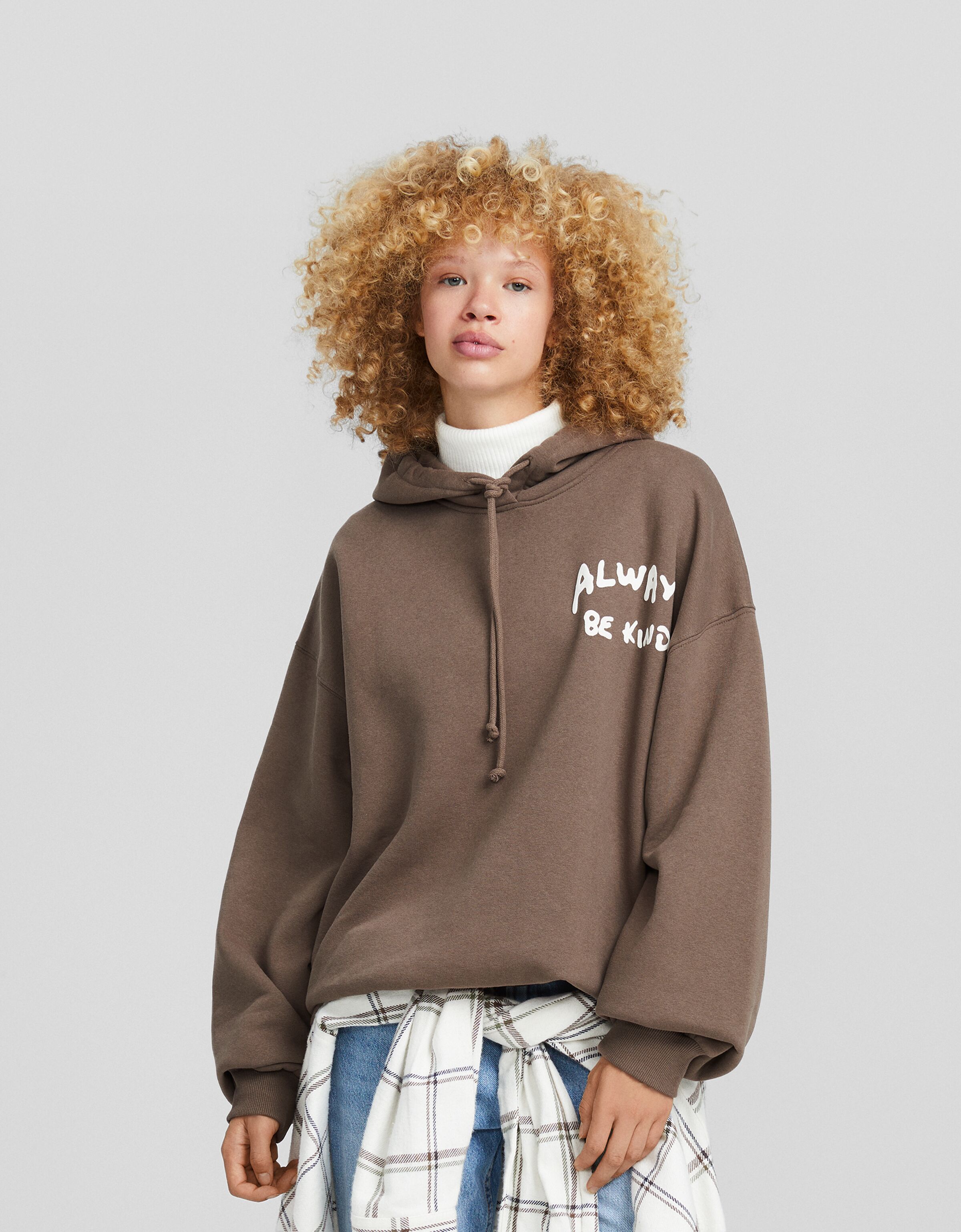 Sweat capuche imprimé-Marron-0