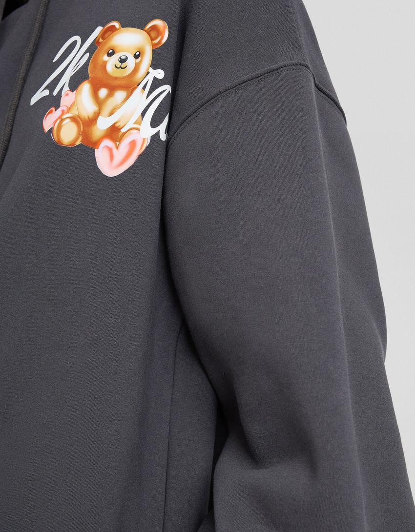 Sweat capuche imprimé-Gris-6