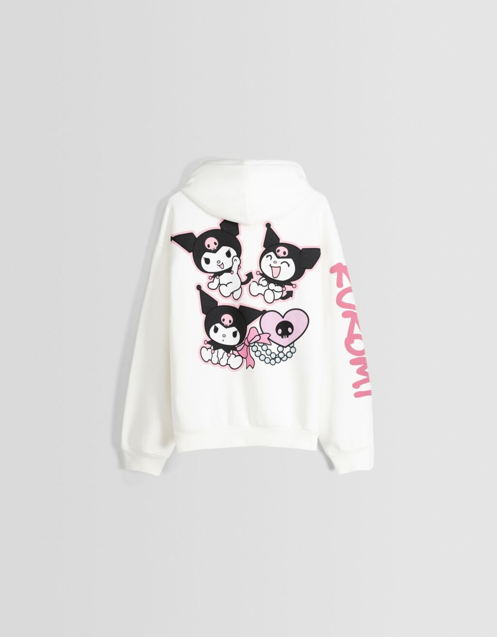 Kuromi print hoodie-White-5