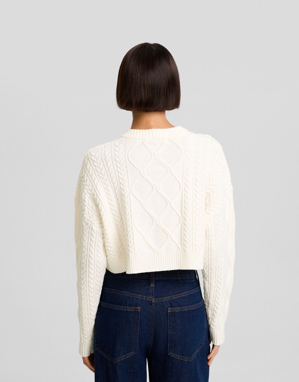 Maglia a trecce-Bianco-1
