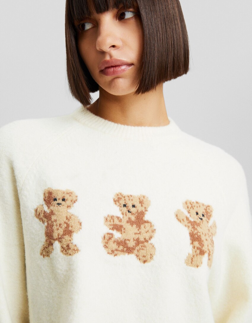 Maglia con orsetti-Avorio-2