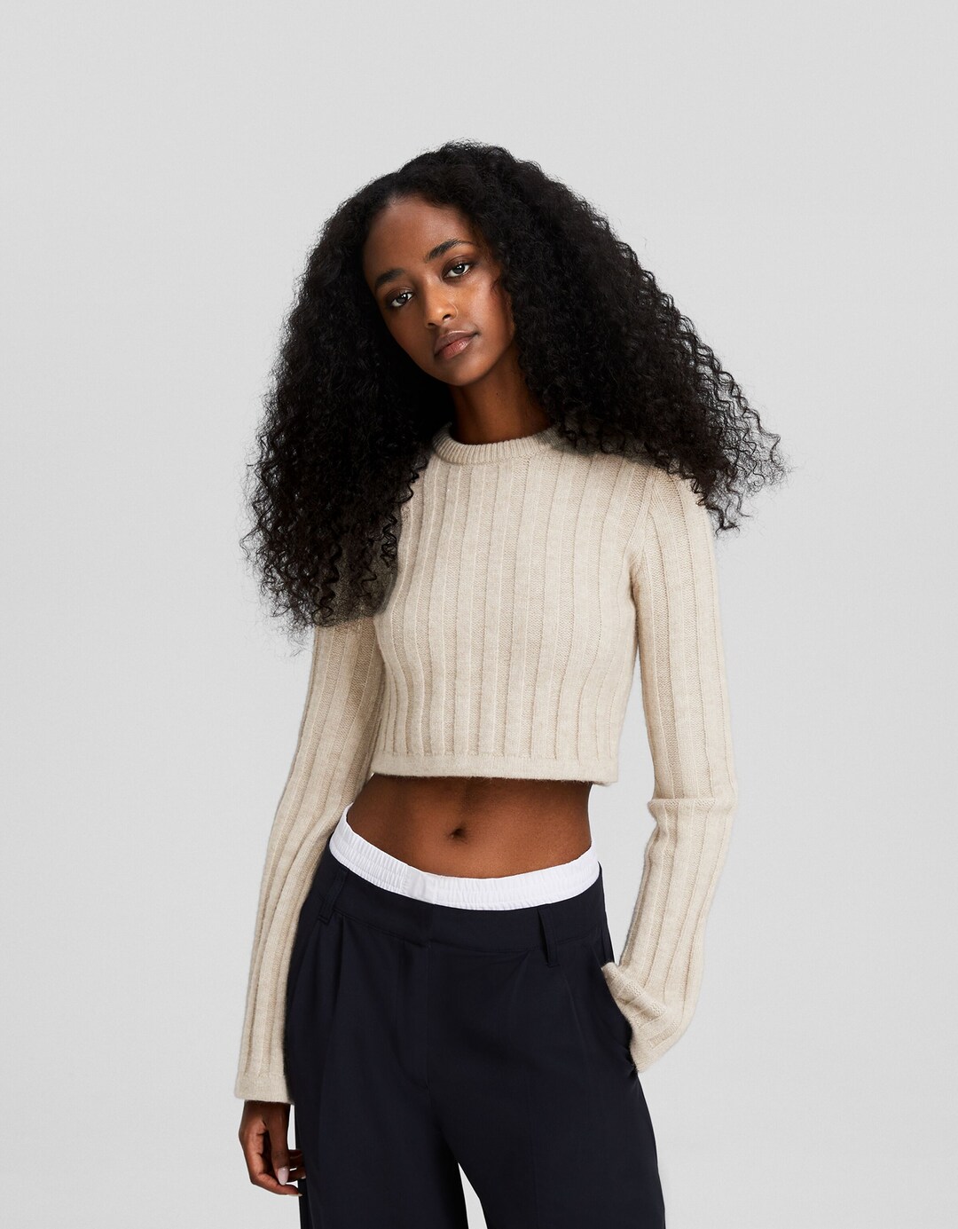 Sweater cropped nervuras