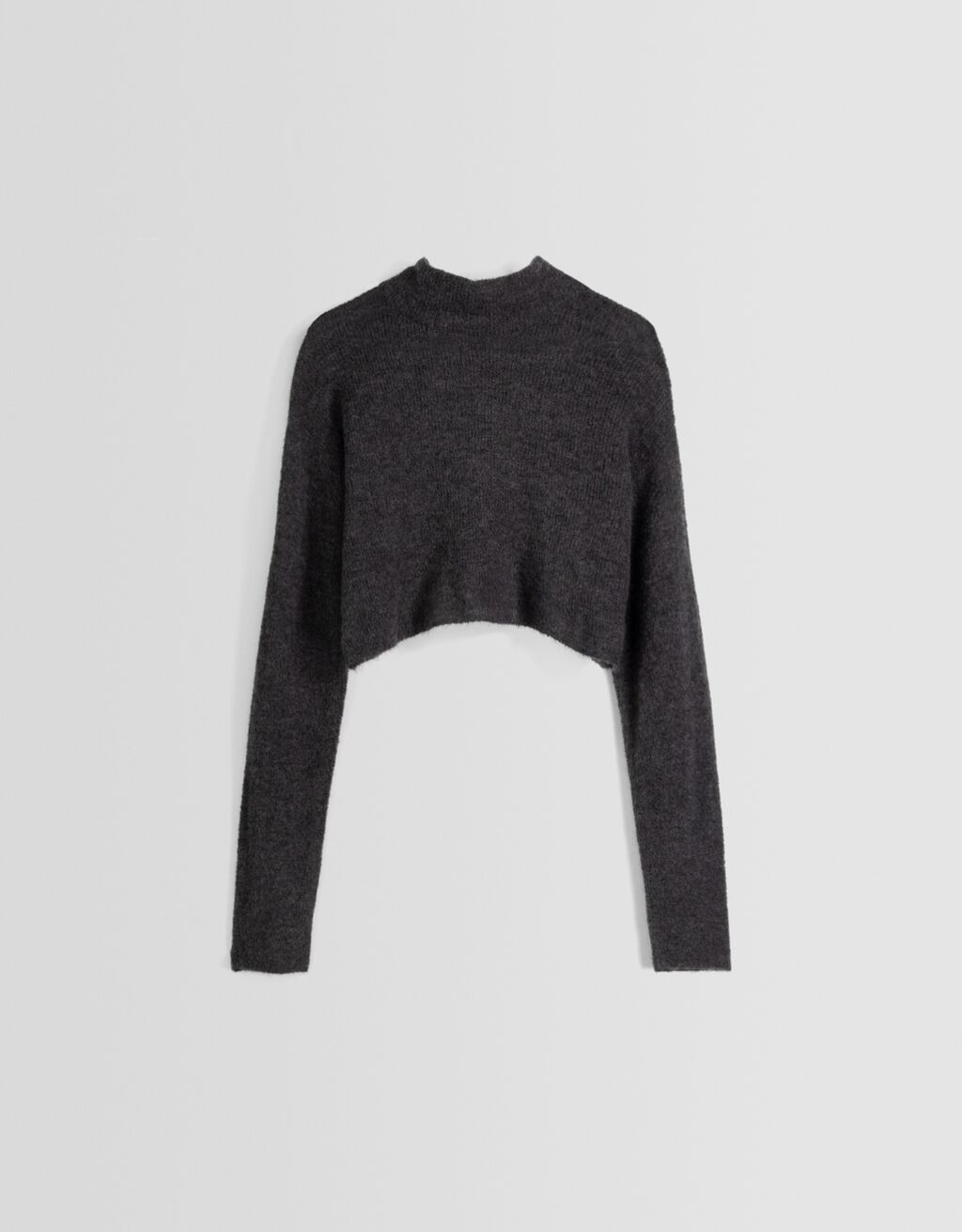 Sheer cropped high neck sweater - Women | Bershka