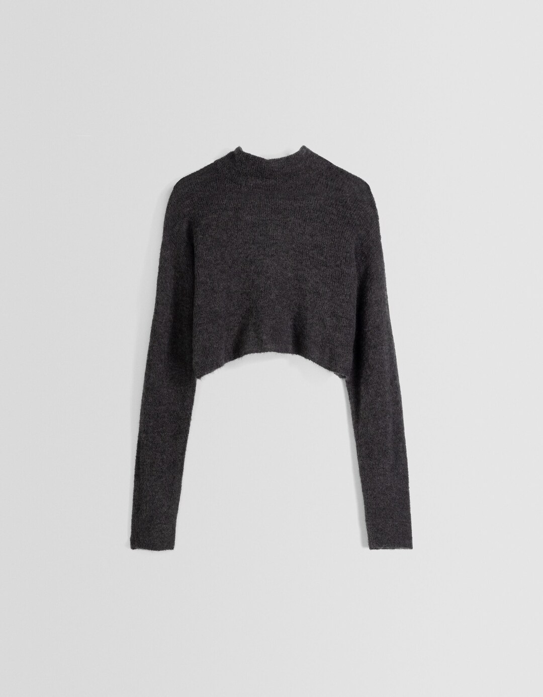 Sheer cropped high neck sweater