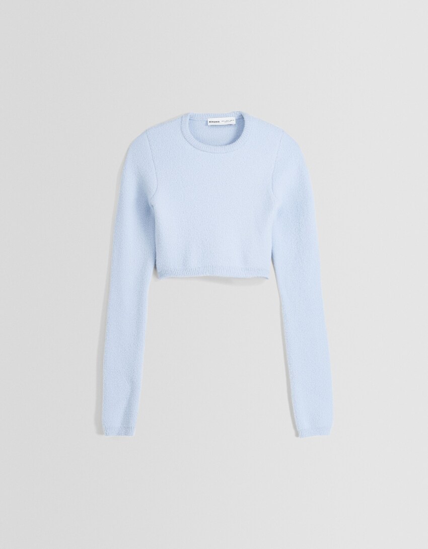 Sweater cropped de pelo-Azul claro-4