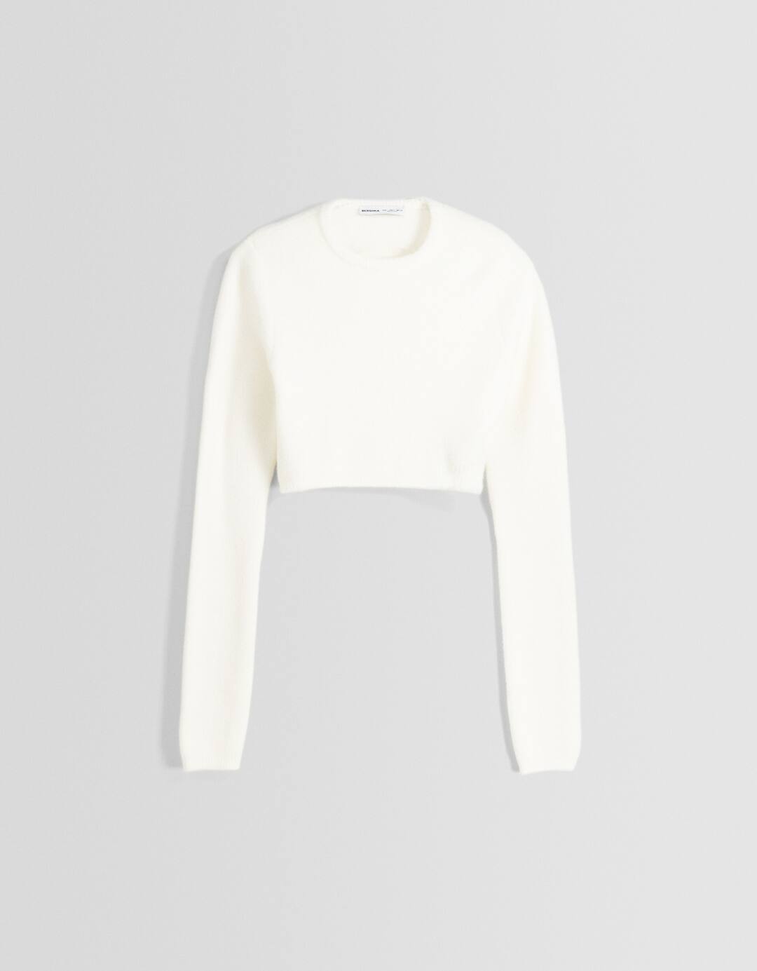 Cropped faux fur sweater