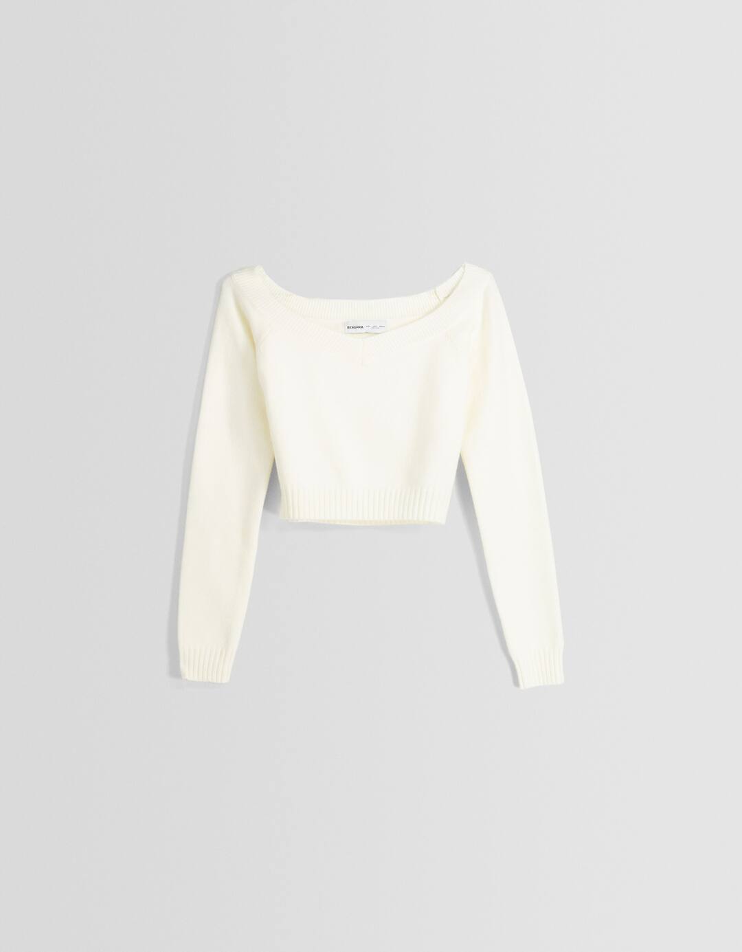 V-neck cropped sweater