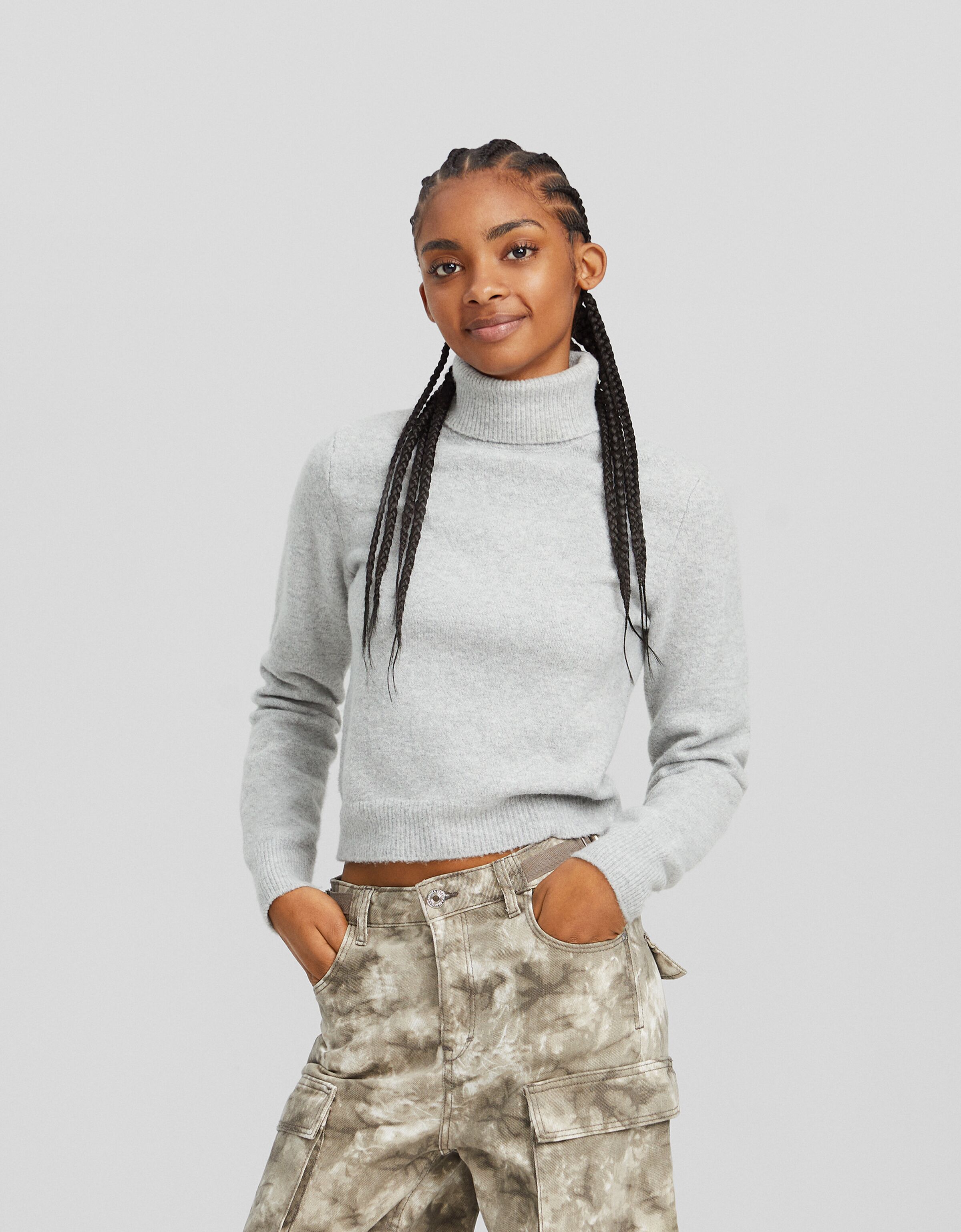 Raised neck jumper Sweaters and cardigans BSK Teen Bershka