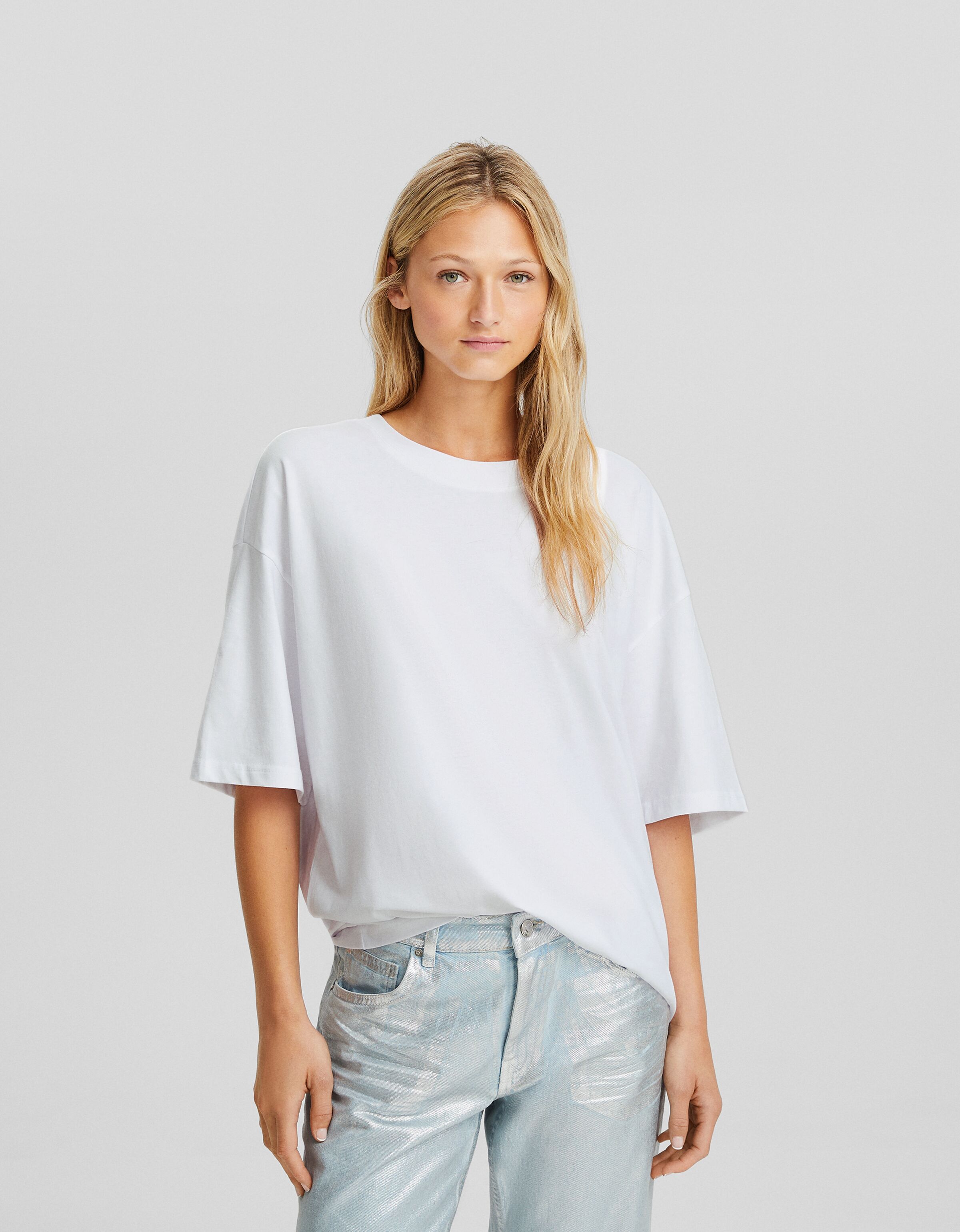 Bershka camisetas manga online corta mujer