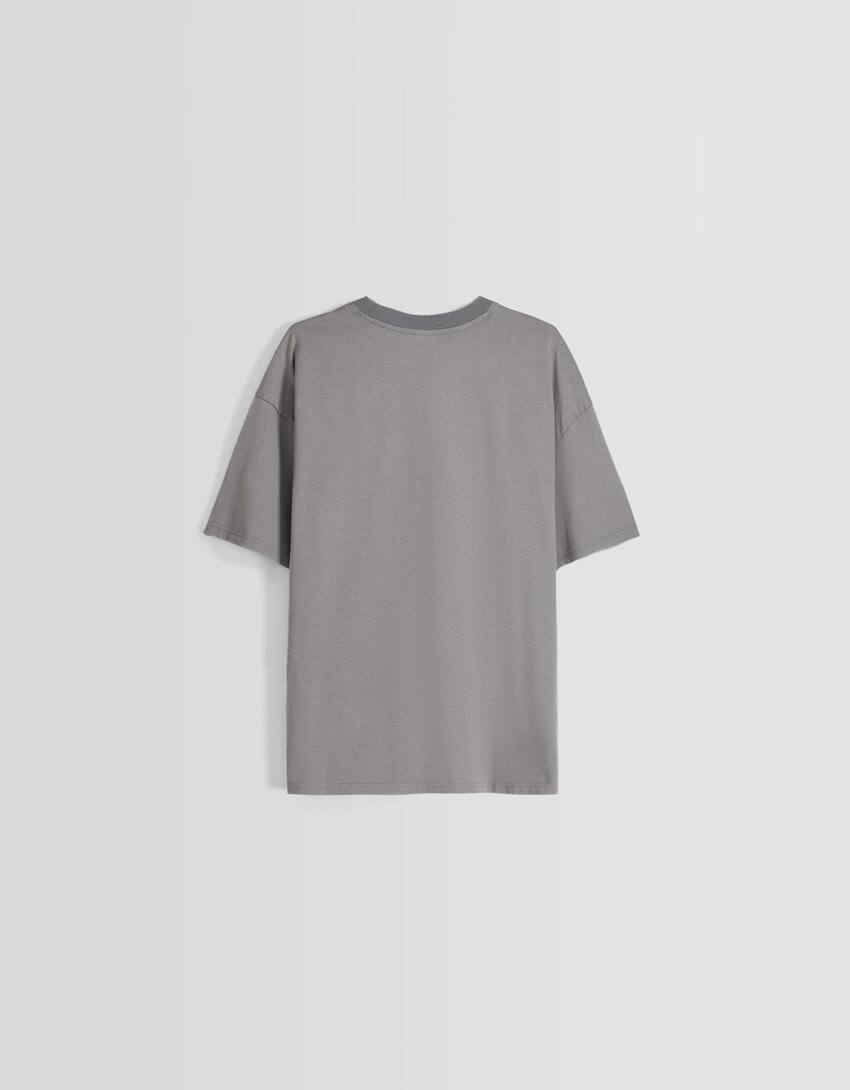Oversized short sleeve T-shirt-Grey-5
