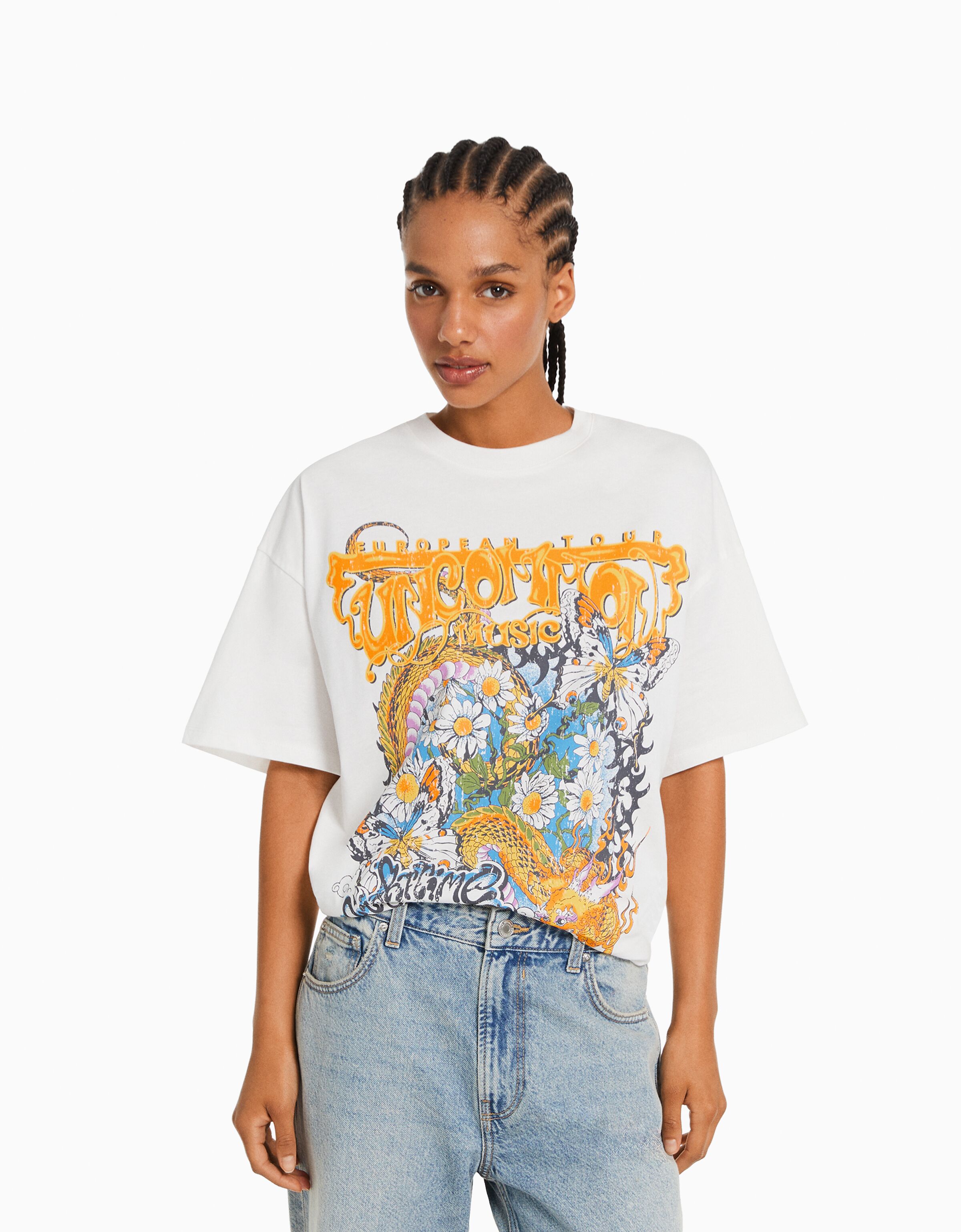 Printed short sleeve oversize T shirt T shirts BSK Teen Bershka