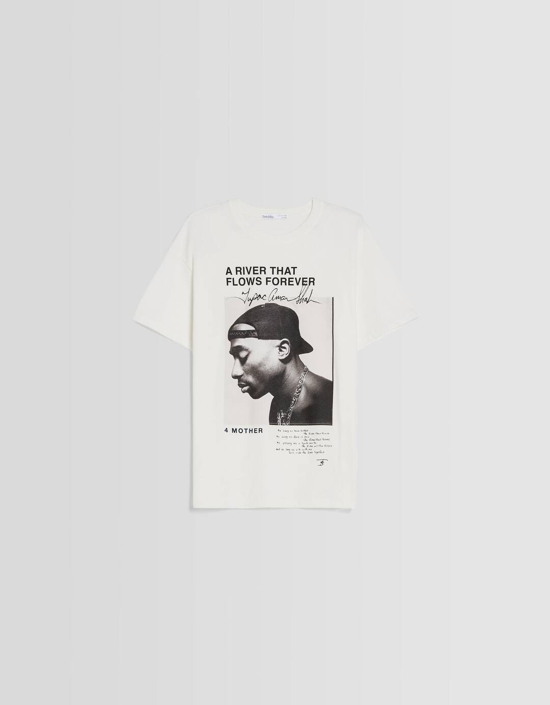 T-shirt Tupac manga curta estampado