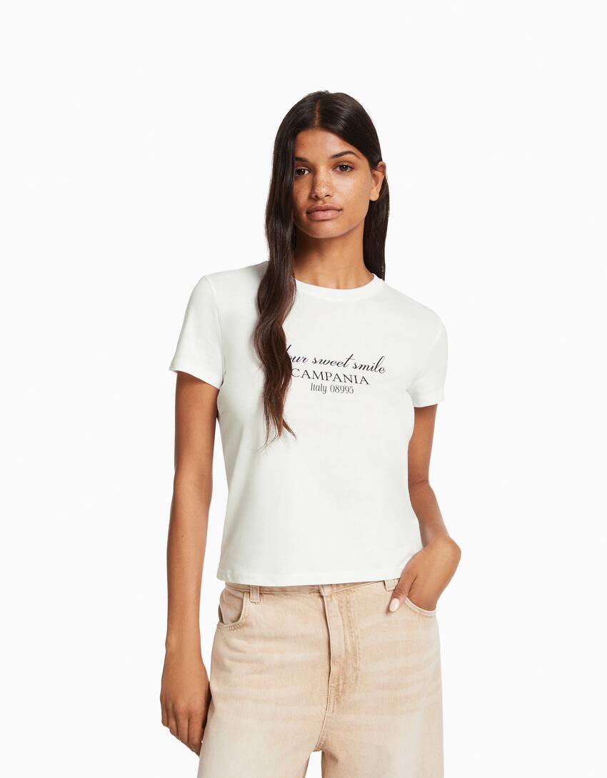 Hannah Montana print short sleeve cropped T-shirt - T-shirts - BSK