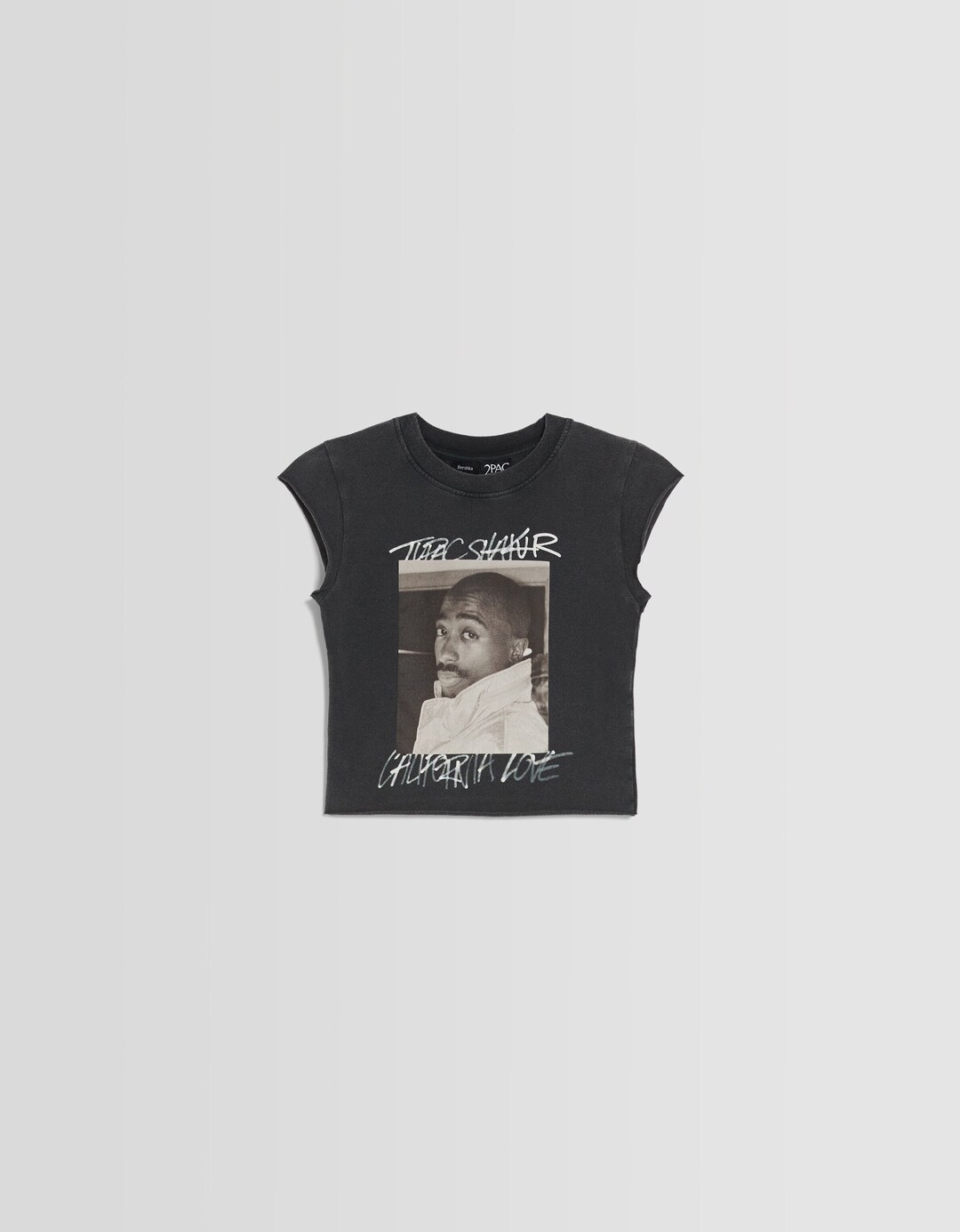 Cropped en mouwloos T-shirt met Tupac-print