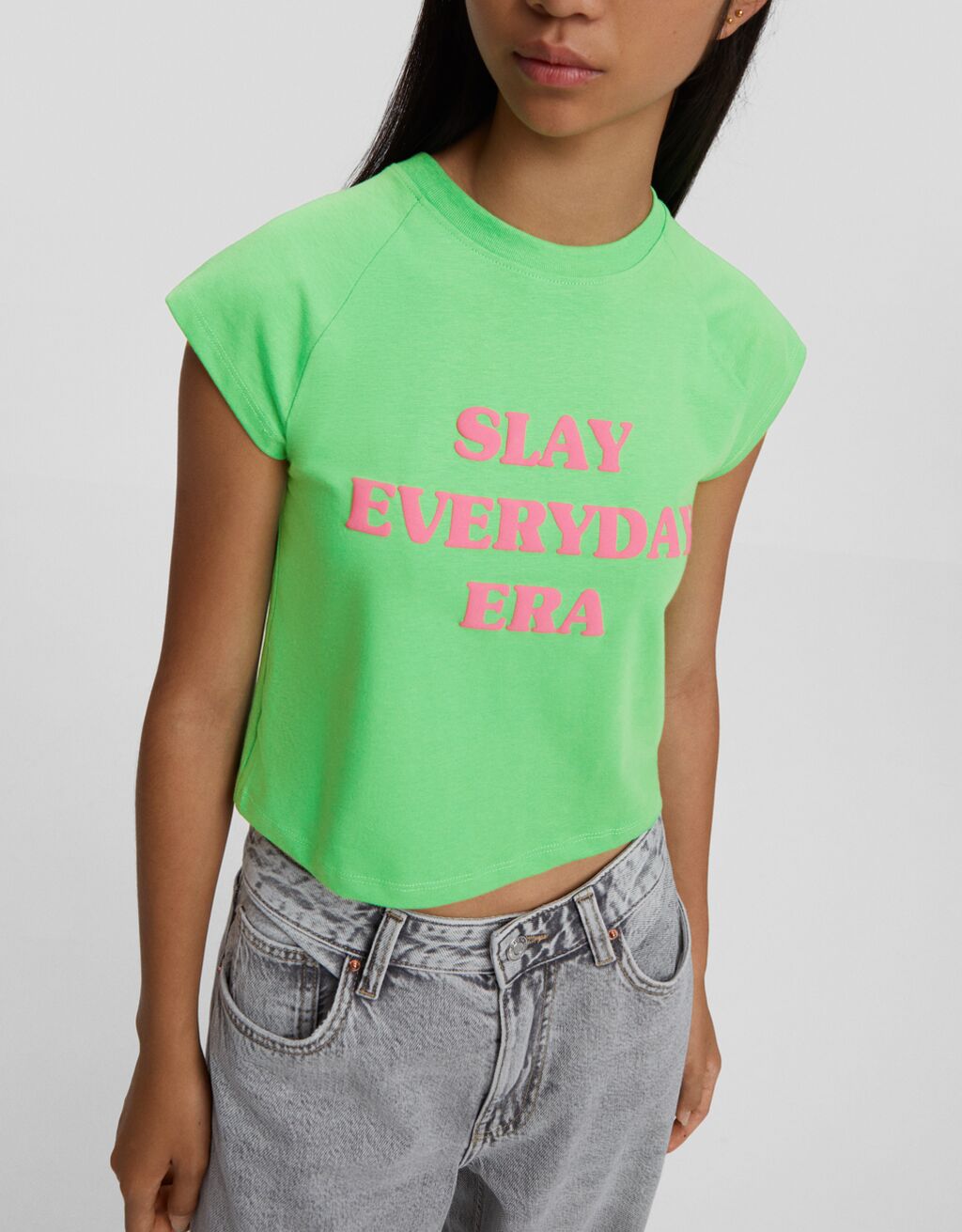 Short Sleeve Faded Effect Print T Shirt Bsk Teen Bershka 