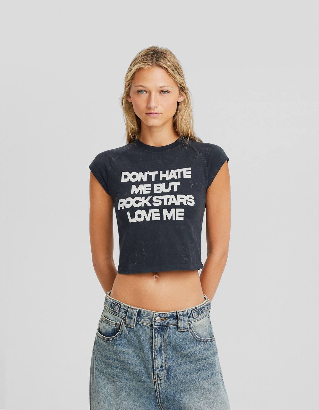 Short sleeve faded effect print T-shirt