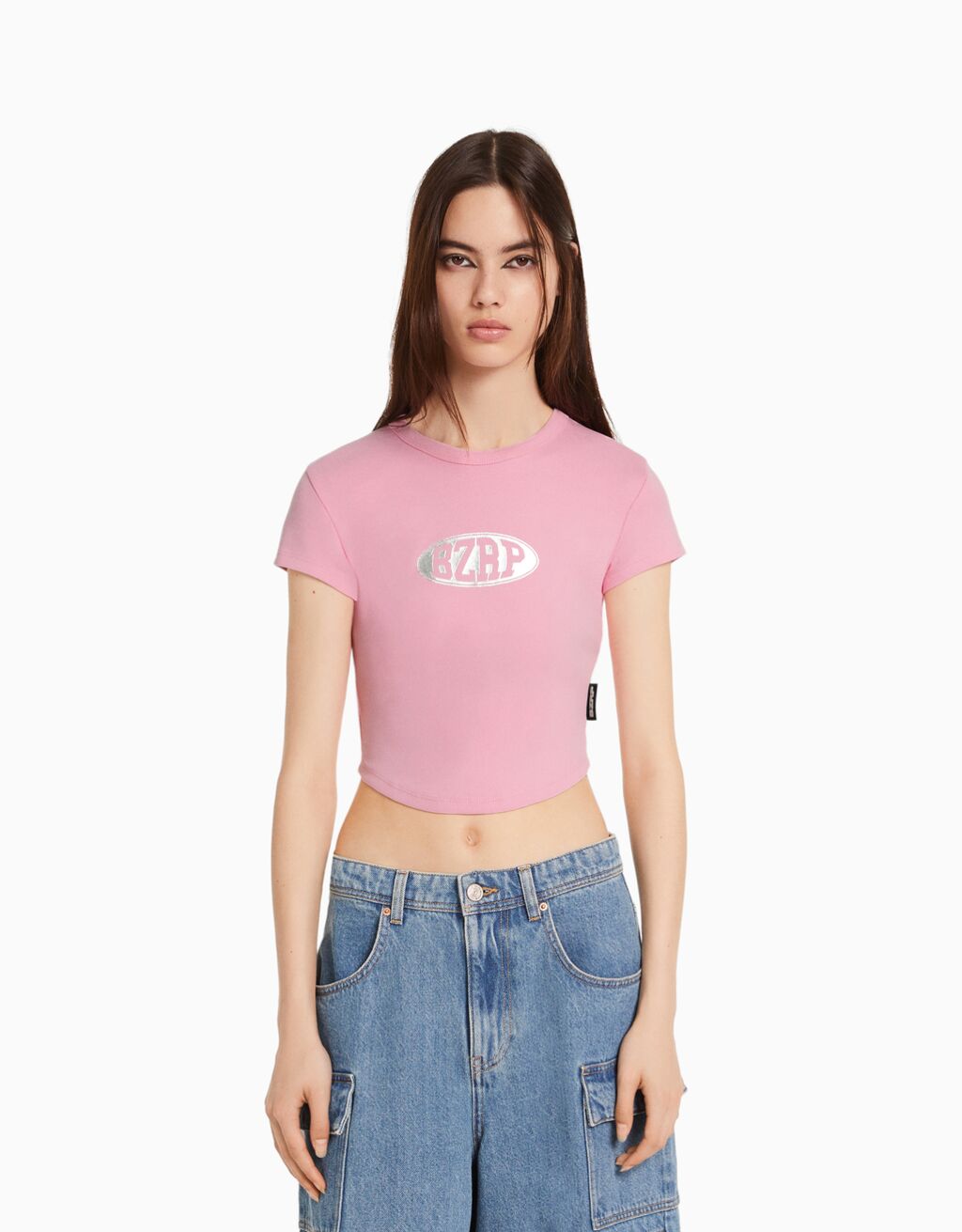 Short sleeve BERSHKA ft. BIZARRAP print Tshirt Women Bershka