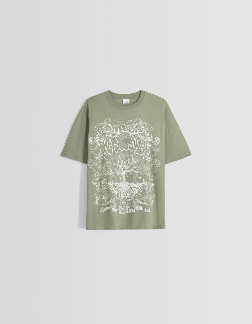 Short sleeve T-shirt with print-Green-4