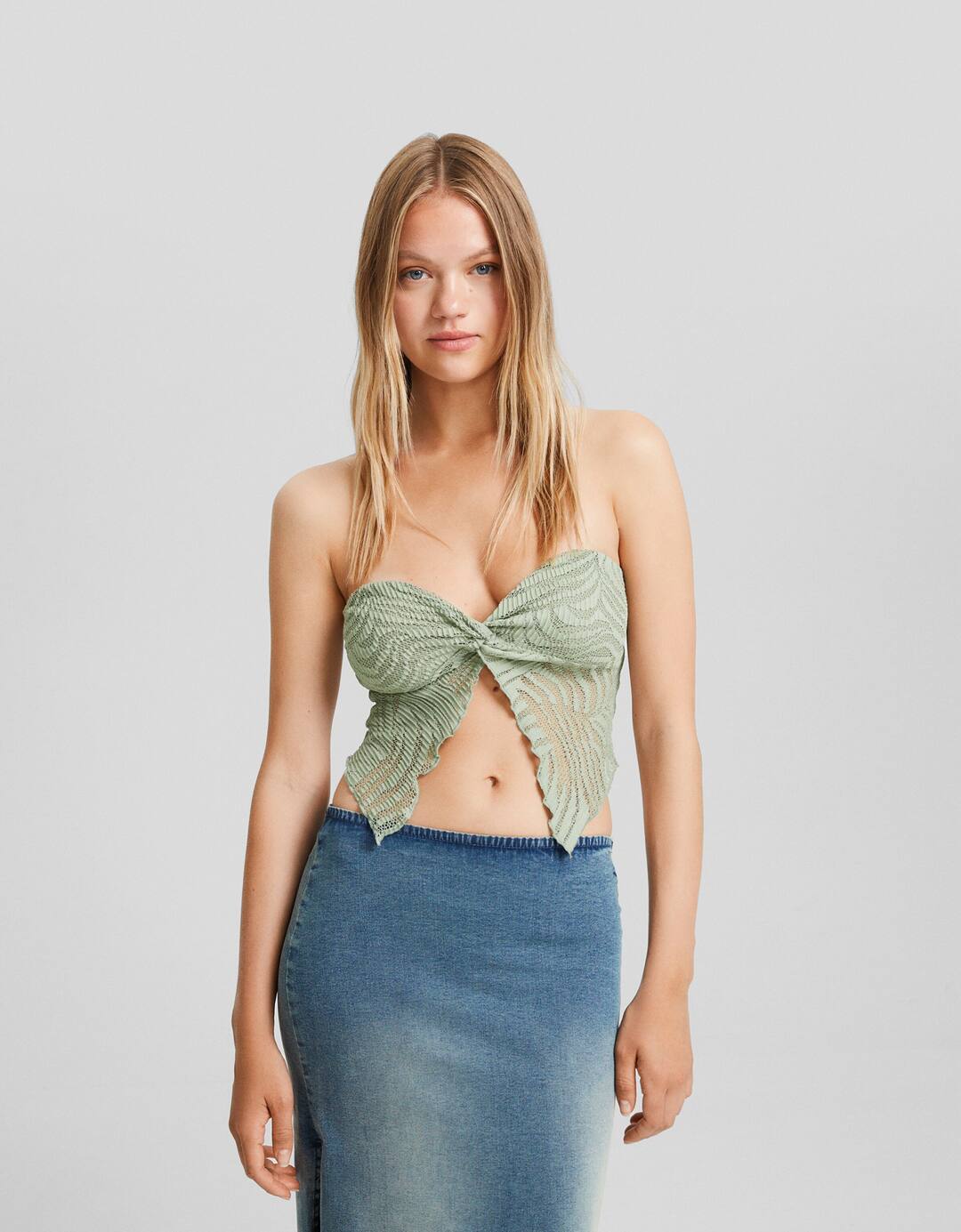 Rustic blonde lace bandeau top