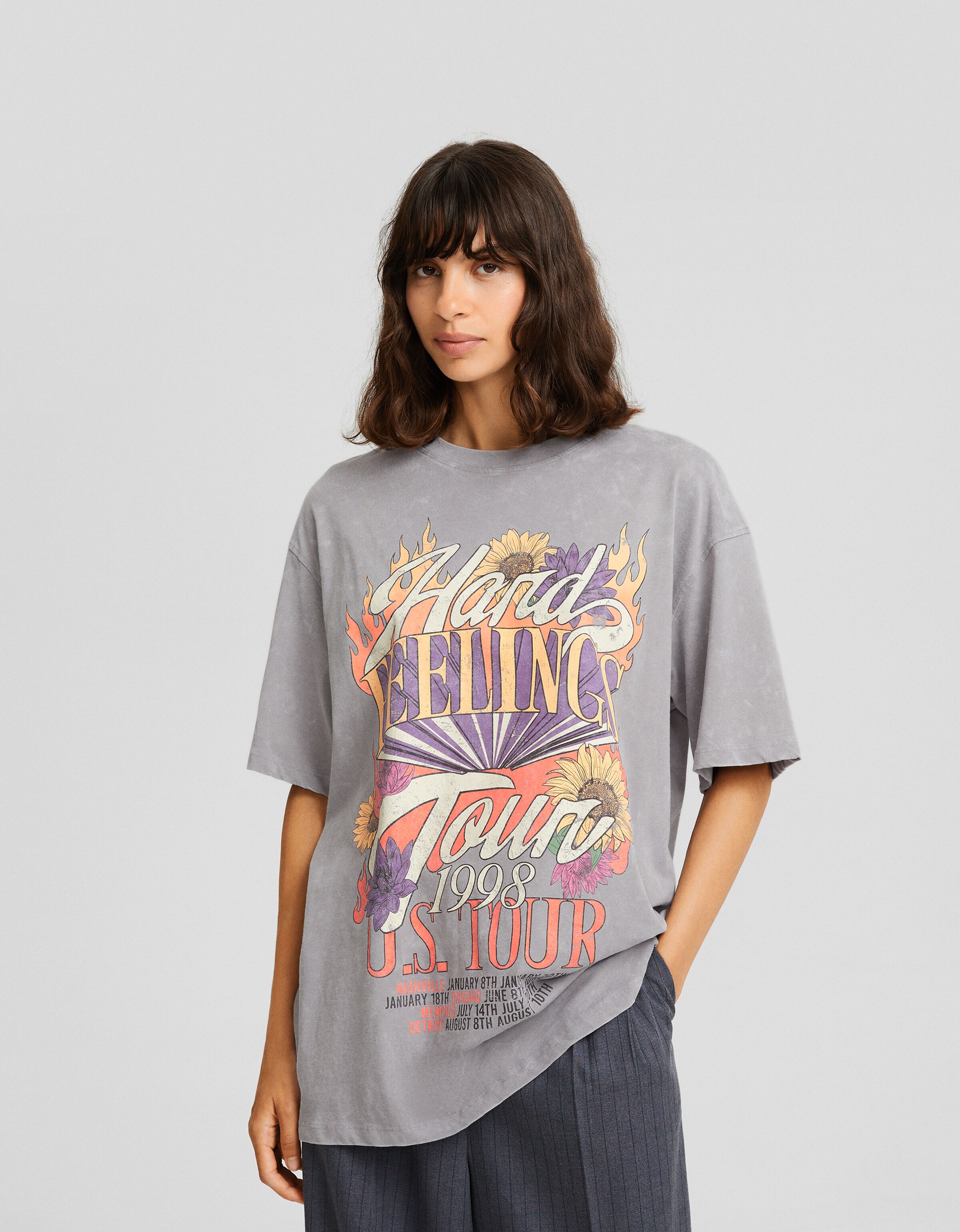 Short sleeve T-shirt with print - T-shirts - BSK Teen | Bershka