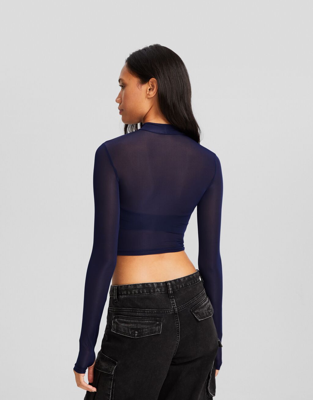 Sheer black high sales neck top