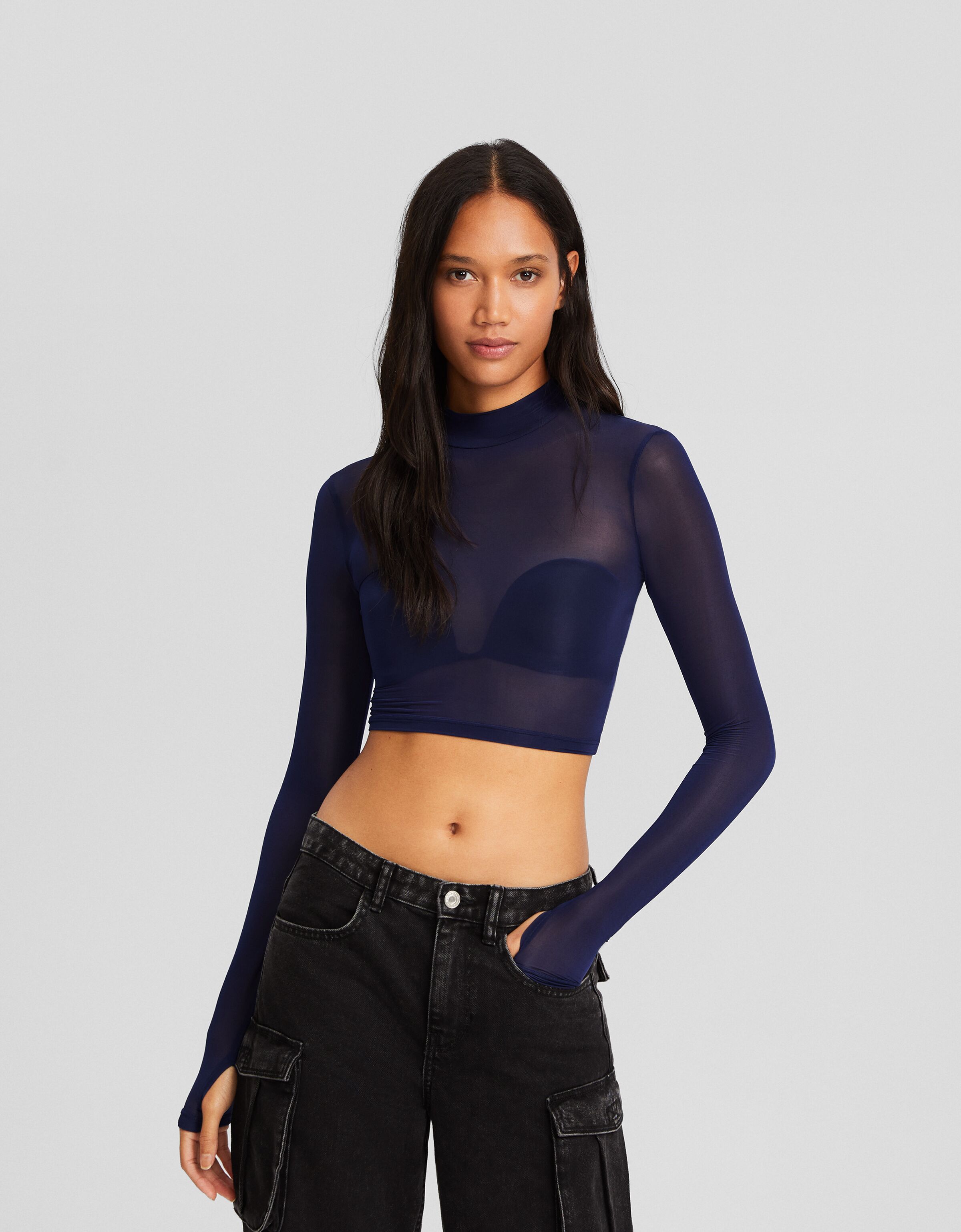 Sheer black clearance high neck top