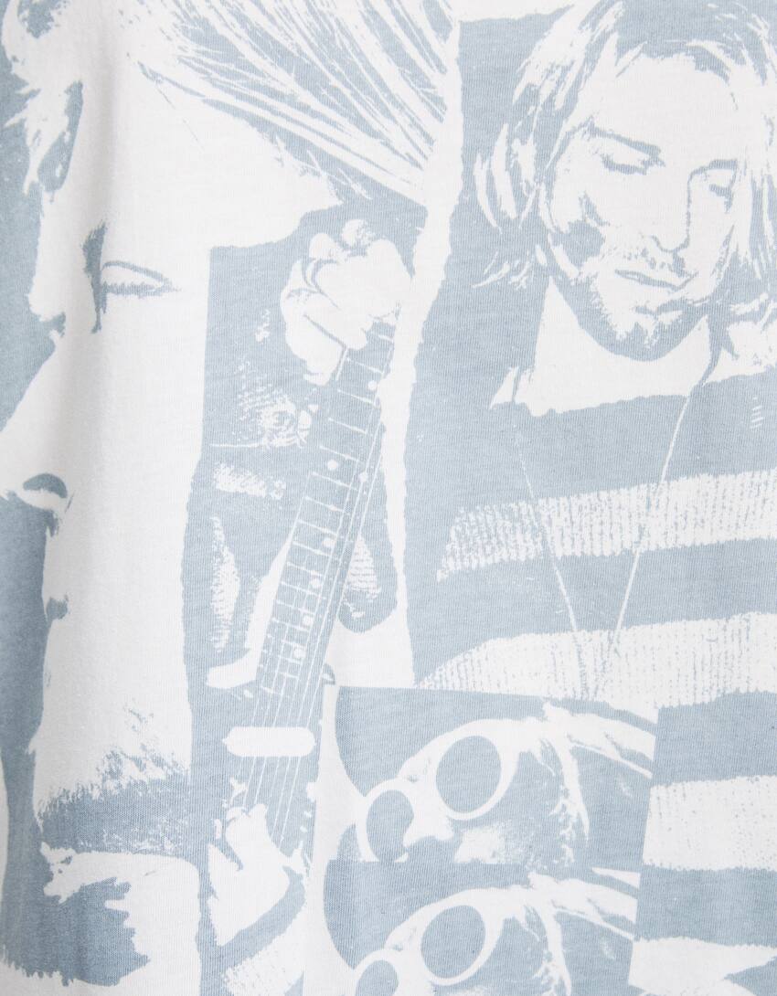 Oversize short sleeve Kurt Cobain print T-shirt-Off white-5