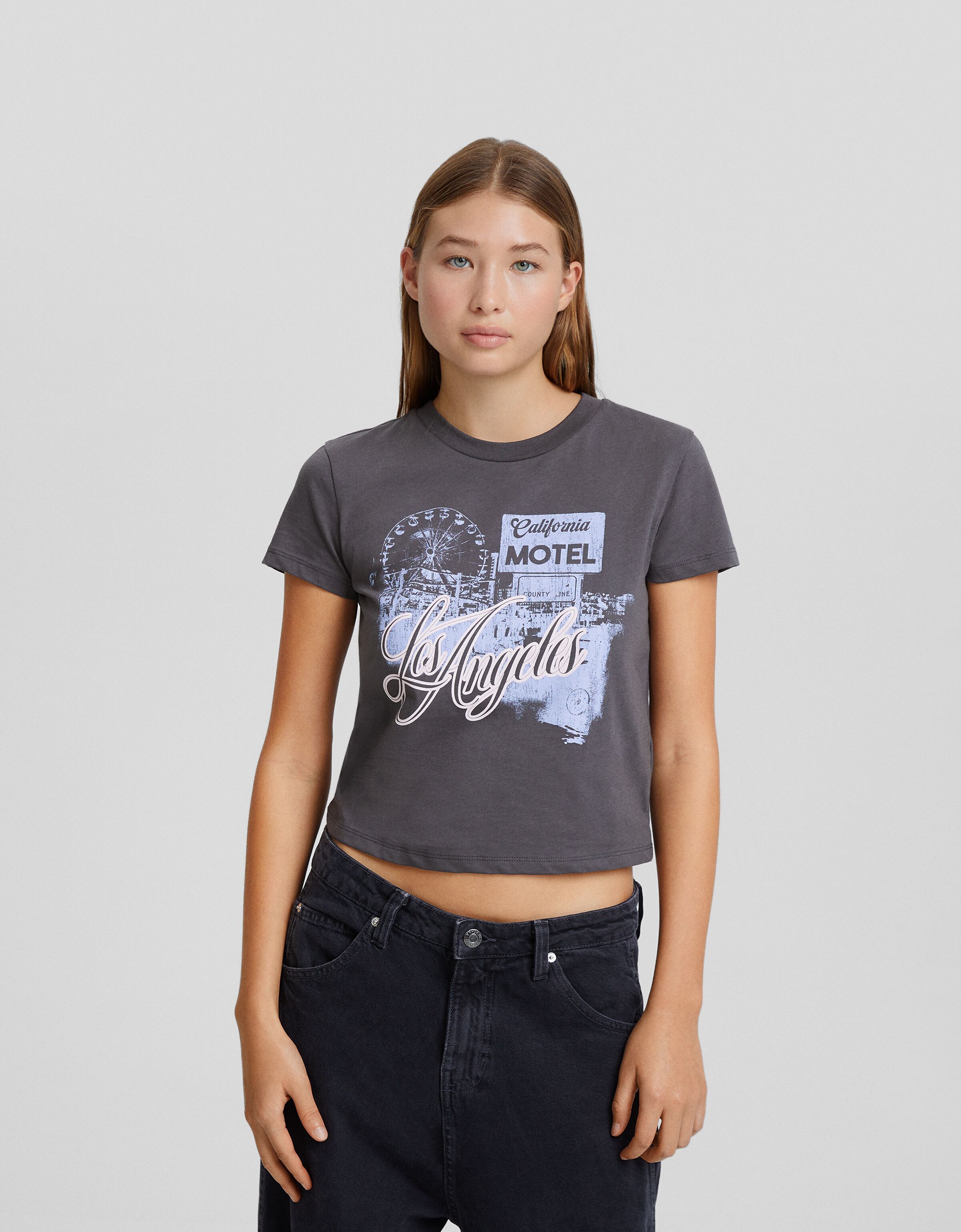 Camisetas manga 2025 corta mujer bershka