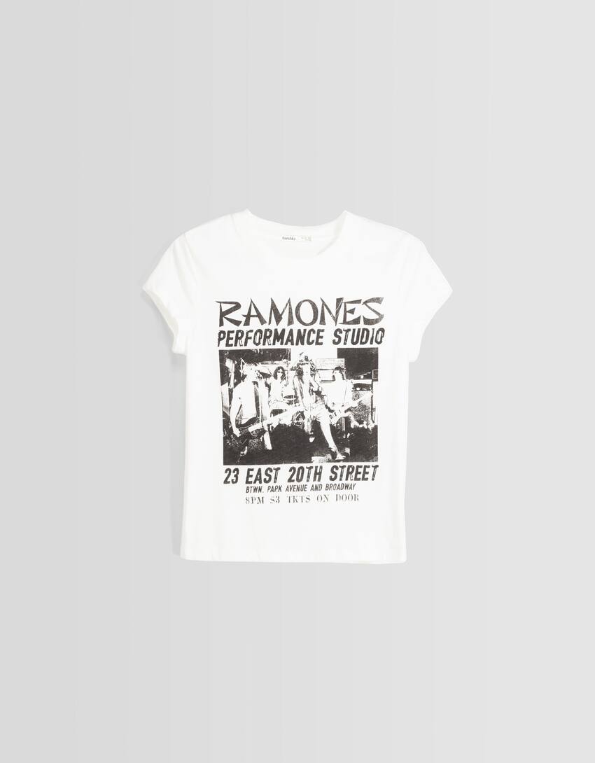 Short sleeve Ramones print T-shirt-Off white-4