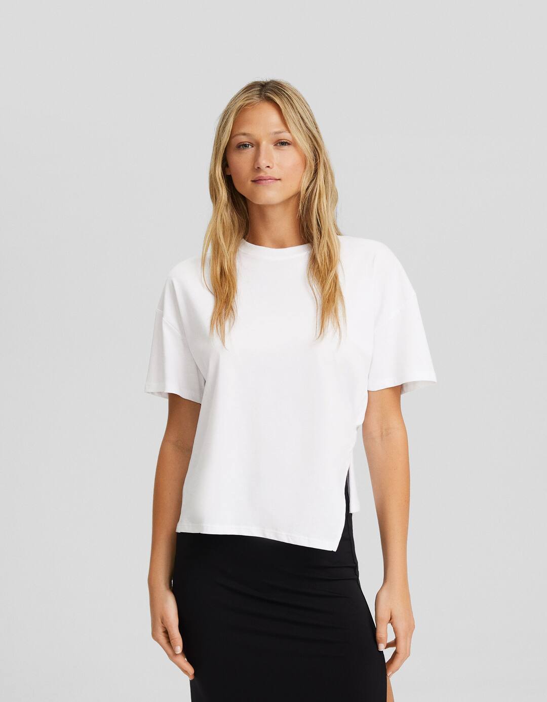 Gathered boxy fit short sleeve T-shirt