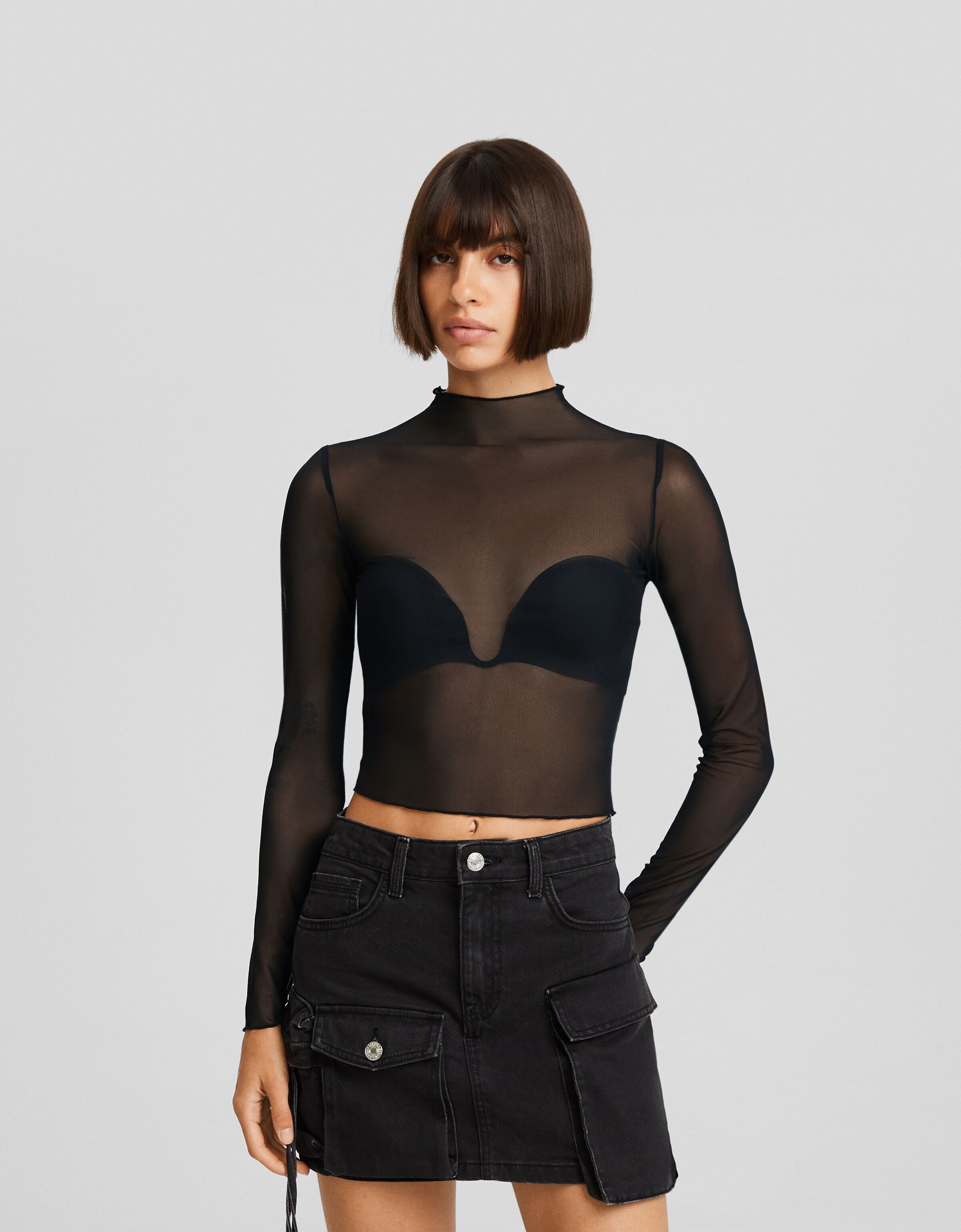 Blusa 2024 transparente bershka