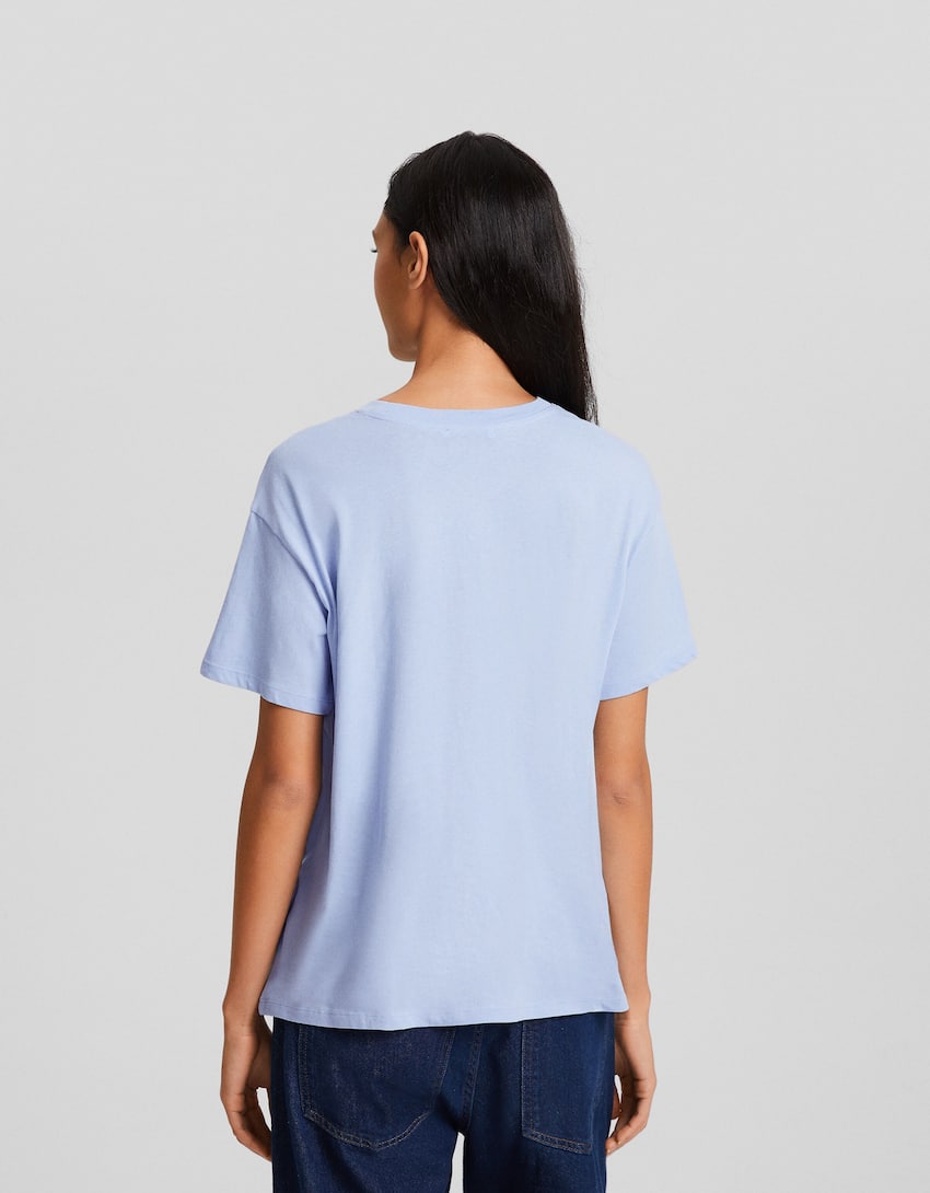 Short sleeve T-shirt with print-Light blue-1