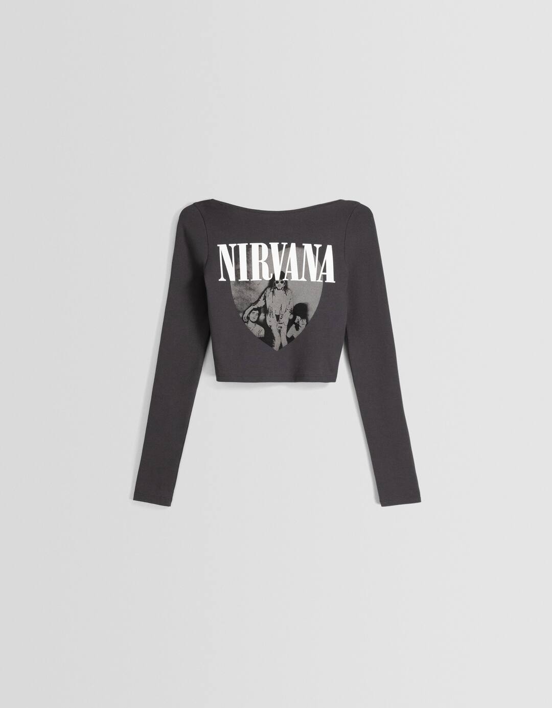 Nirvana T-shirt with long sleeves and open back with print