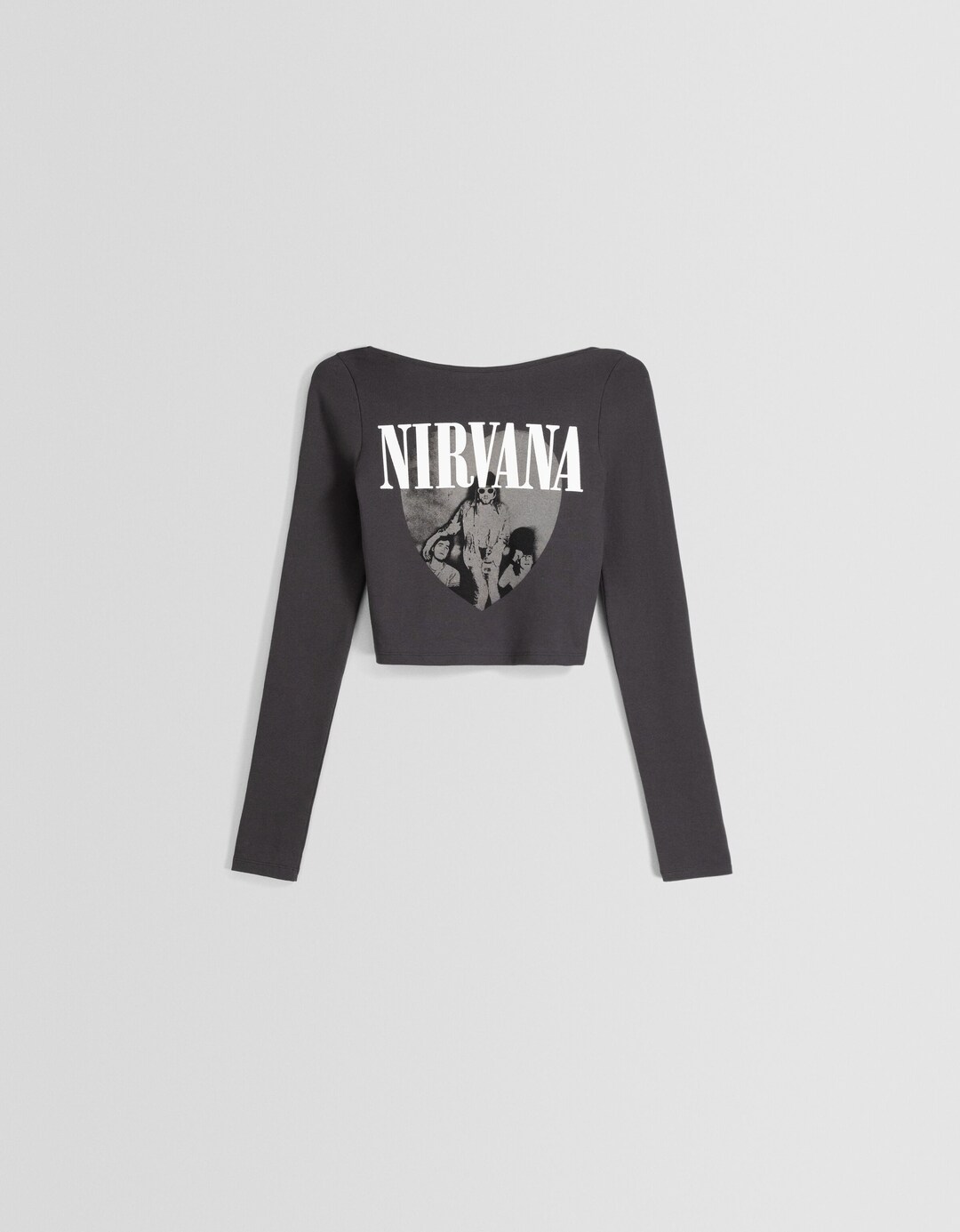 Koszulka z długim rękawem, odkrytymi plecami i nadrukiem Nirvany