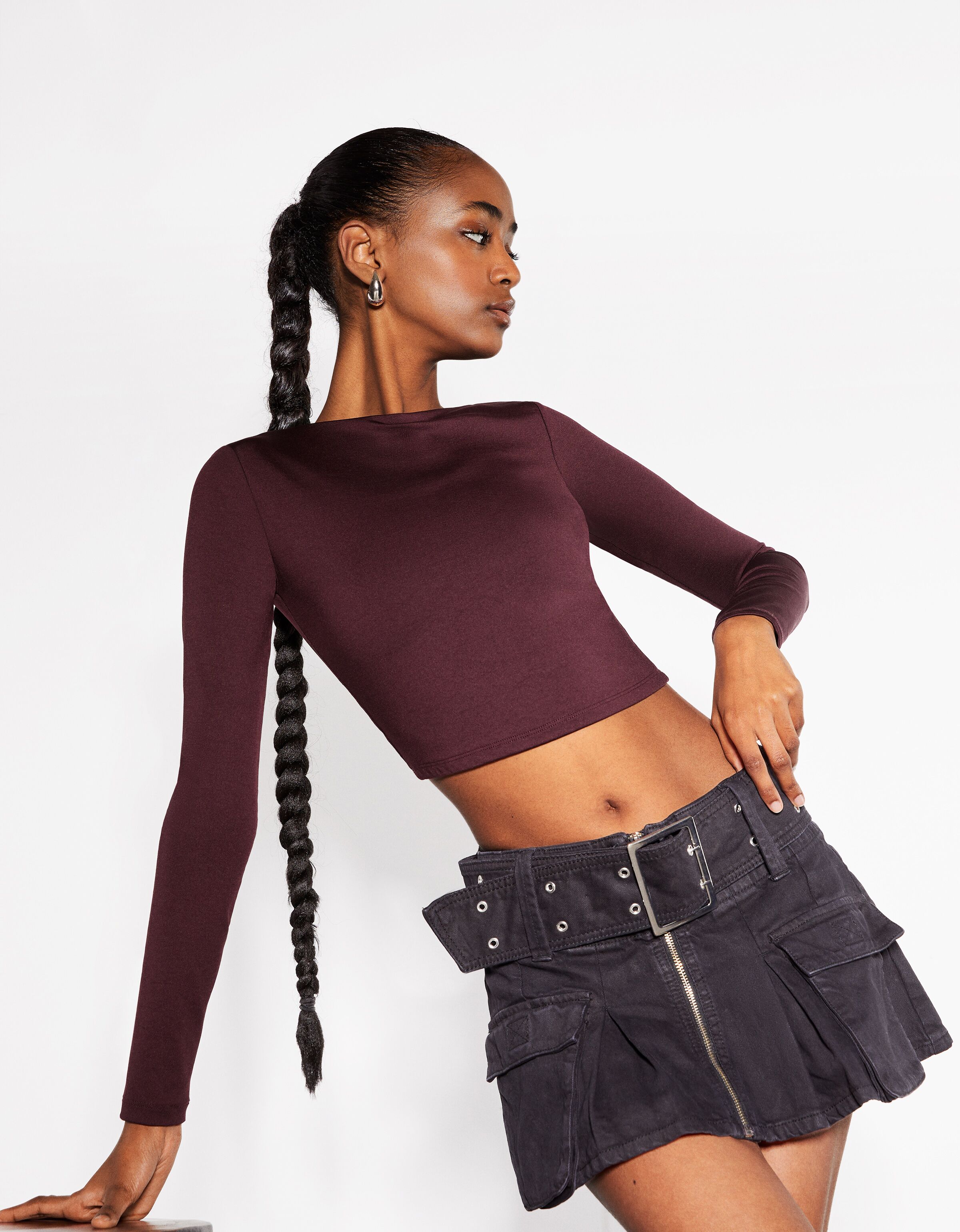 Bershka camisetas manga online larga mujer