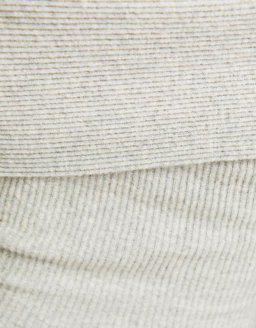 تيشرت باردو محاك غير متماثل بأكمام طويلة-رمادي-5