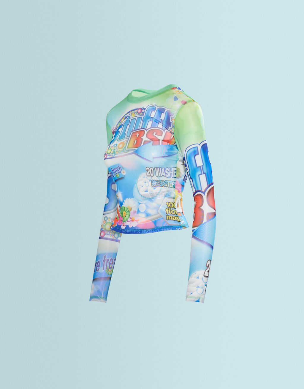 Printed SSSTUFFF X BERSHKA long sleeve tulle T shirt T shirts
