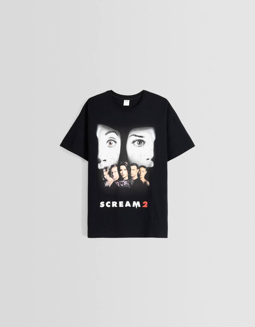 Short sleeve oversize Scream print T-shirt-Black-4