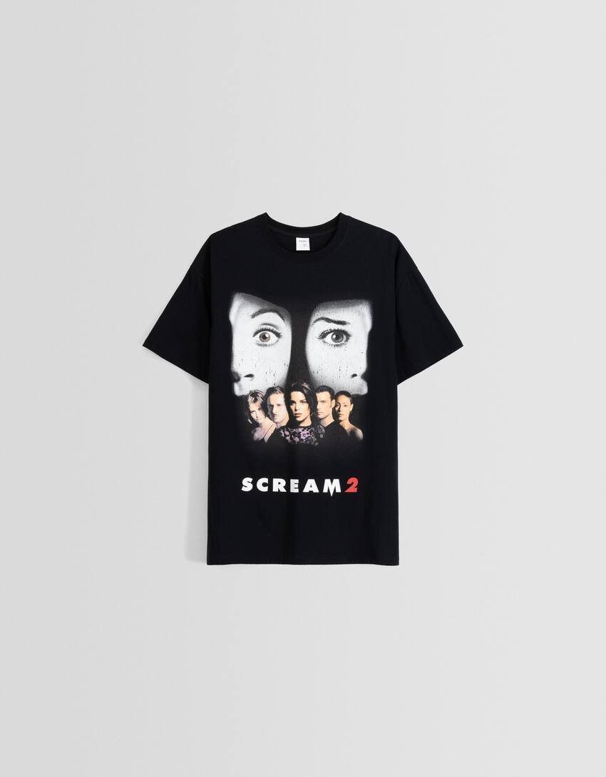 Short sleeve oversize Scream print T-shirt-Black-4