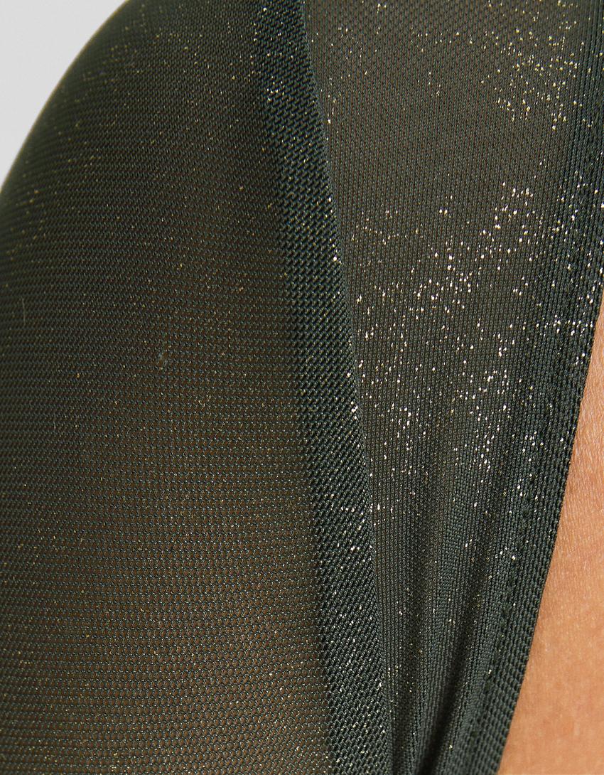 تيشرت ممعدن وأكمام طويلة وفتحة في الخلف-كاكي-5