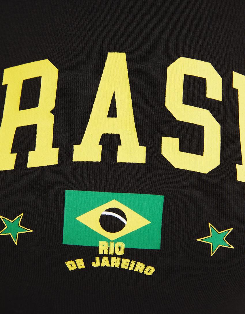 T-shirt de manga comprida com estampado-Cinza-5