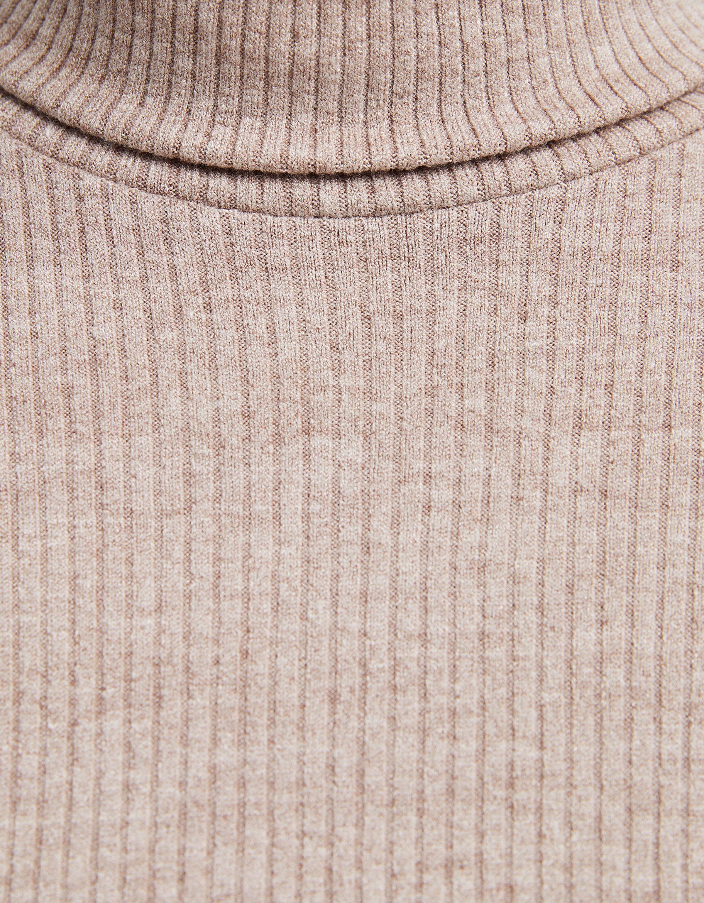 Camisola de malha com gola subida-Caramelo-5