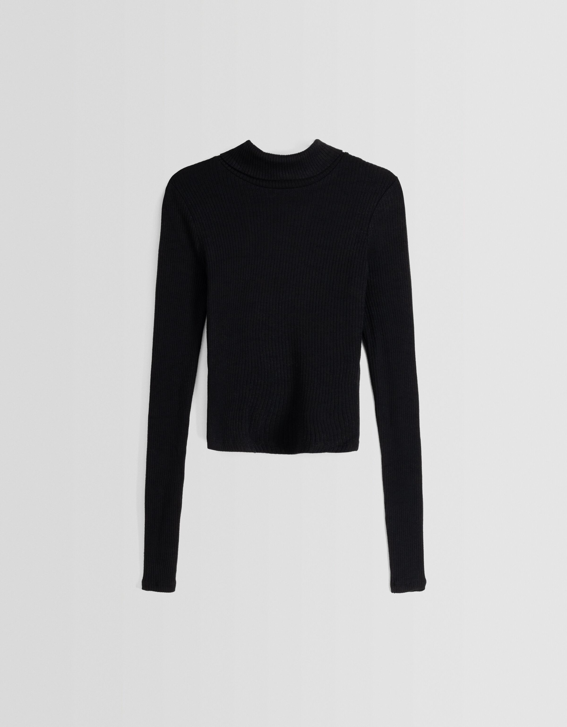 كنزة بياقة طويلة-أسود-4