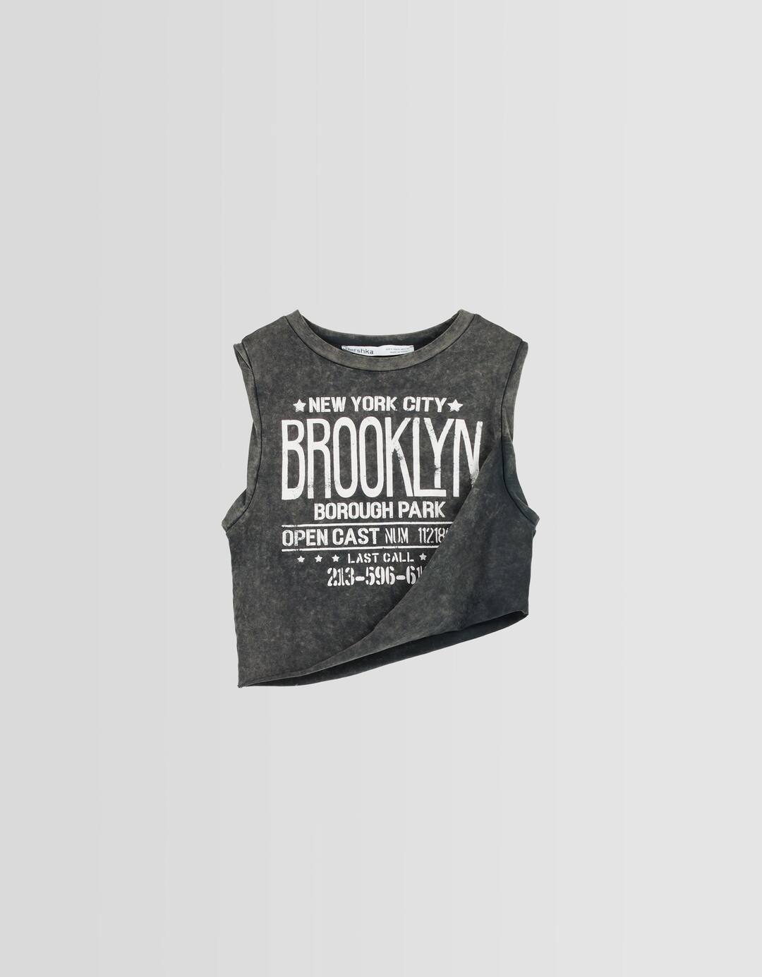 Sleeveless T-shirt with Brooklyn print