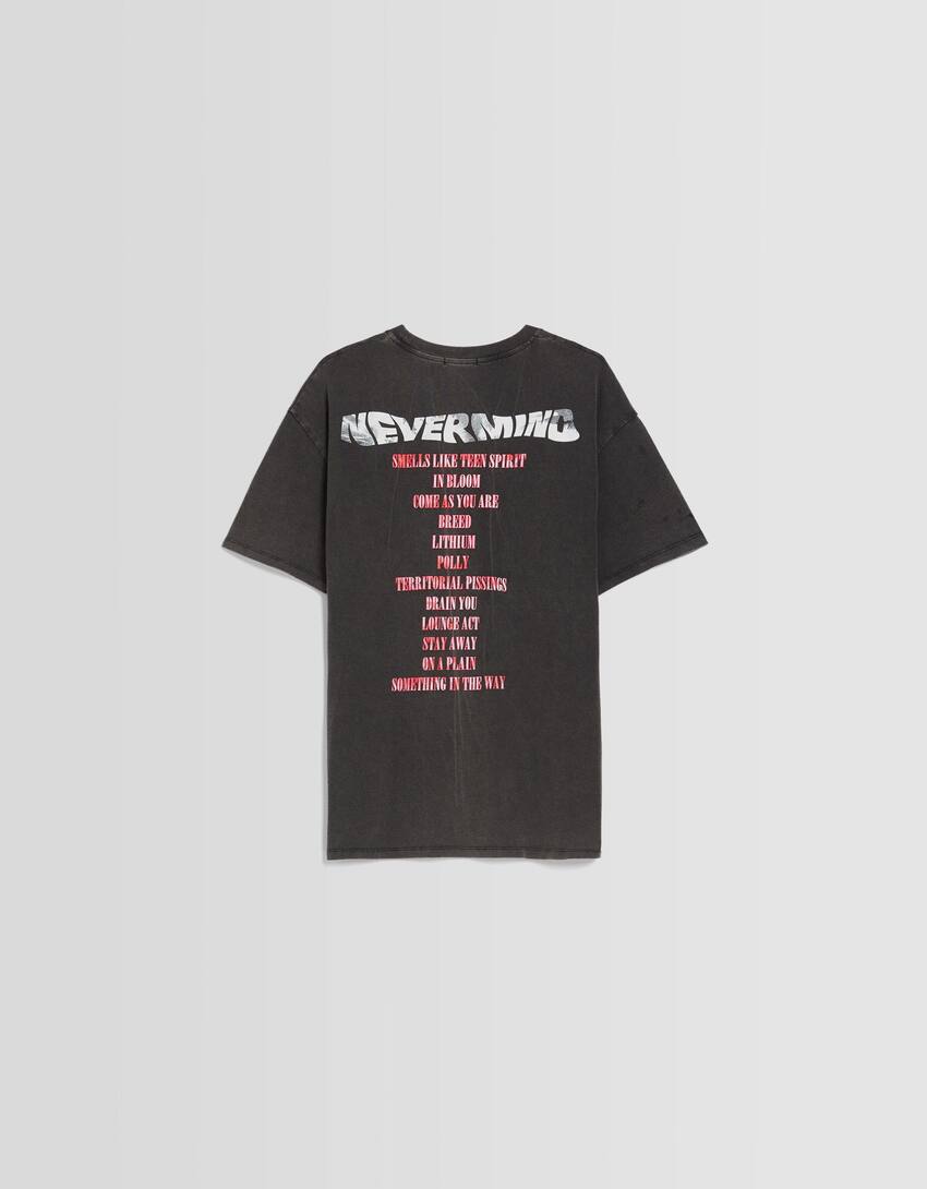 Printed short sleeve oversize Nirvana T-shirt-Grey-5
