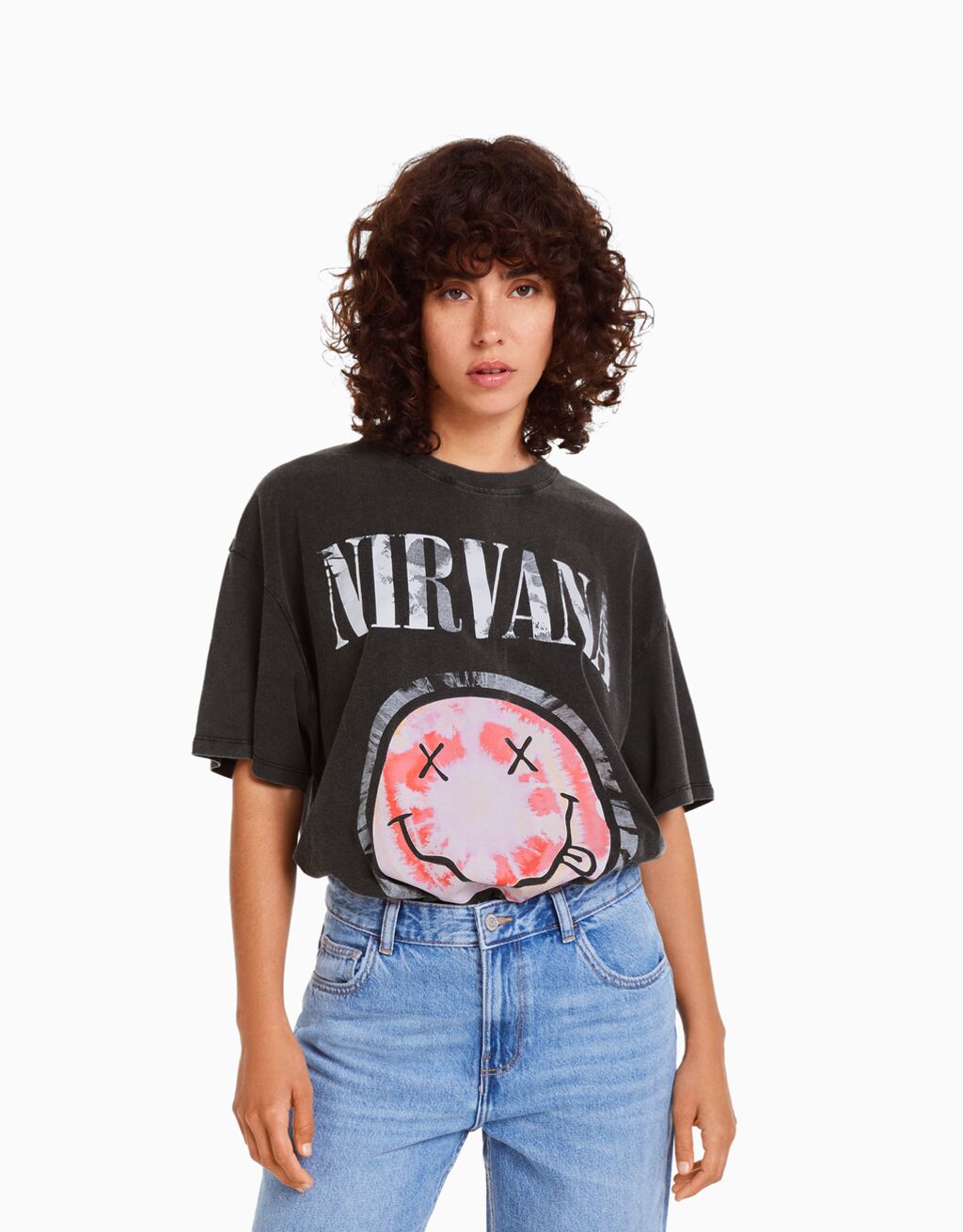 T shirt manches courtes oversize imprim Nirvana Femme Bershka